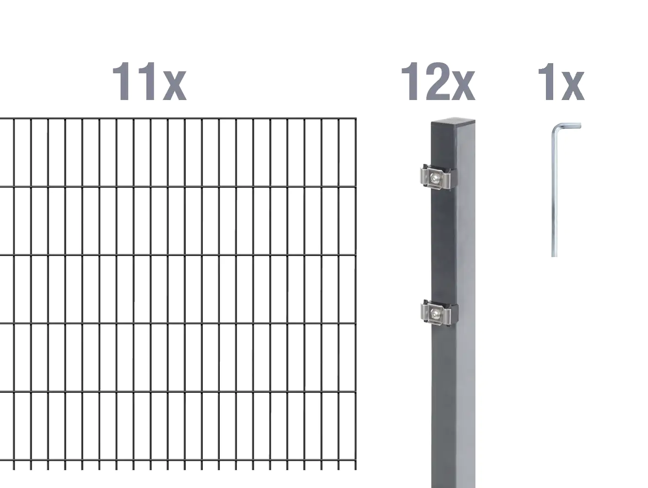 Alberts Doppelstabmatten-Grundset 22 m 200 x 80 cm 6/5/6 anthrazit