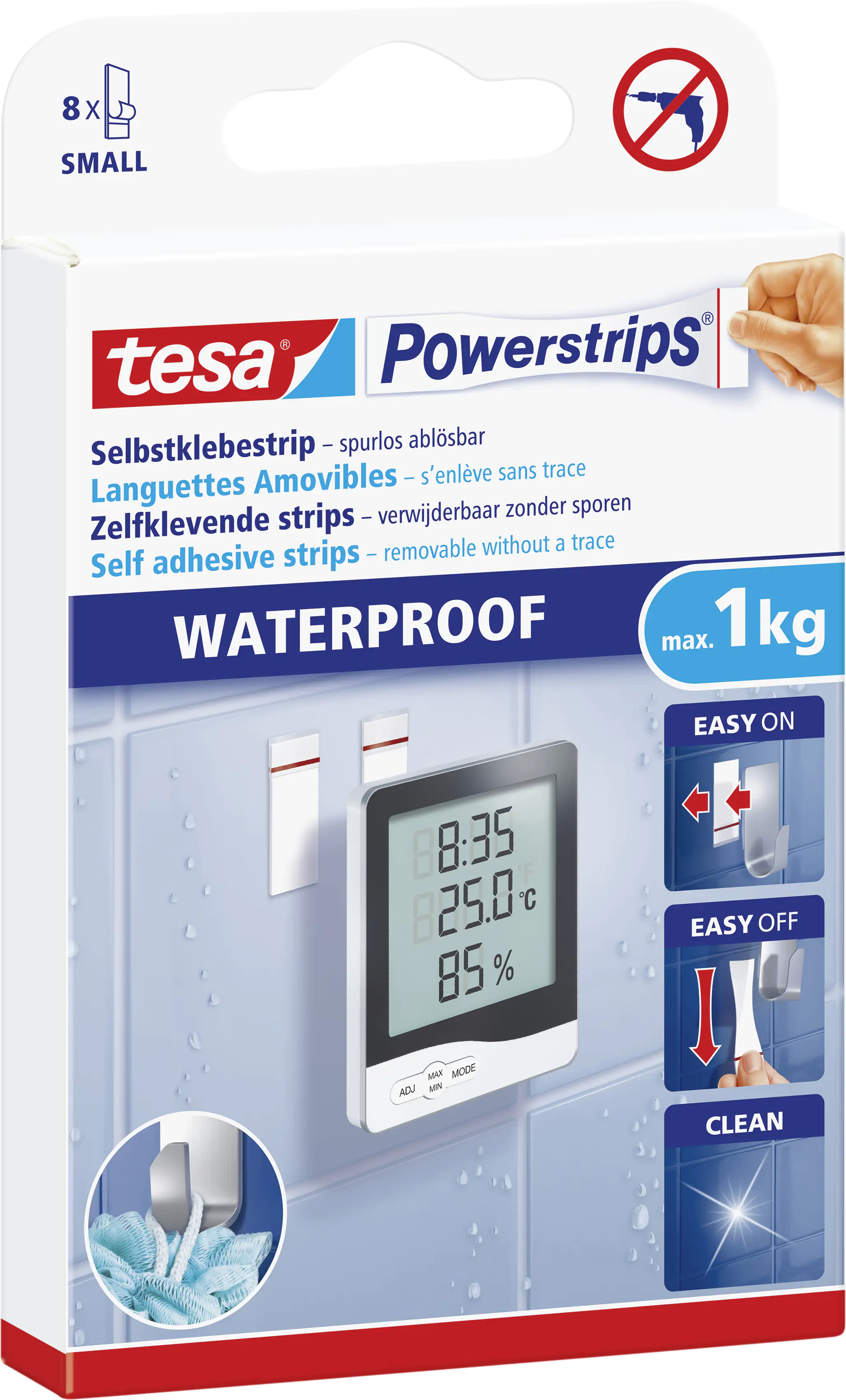 tesa Powerstrips Haken Small Waterproof Kunststoff, weiß