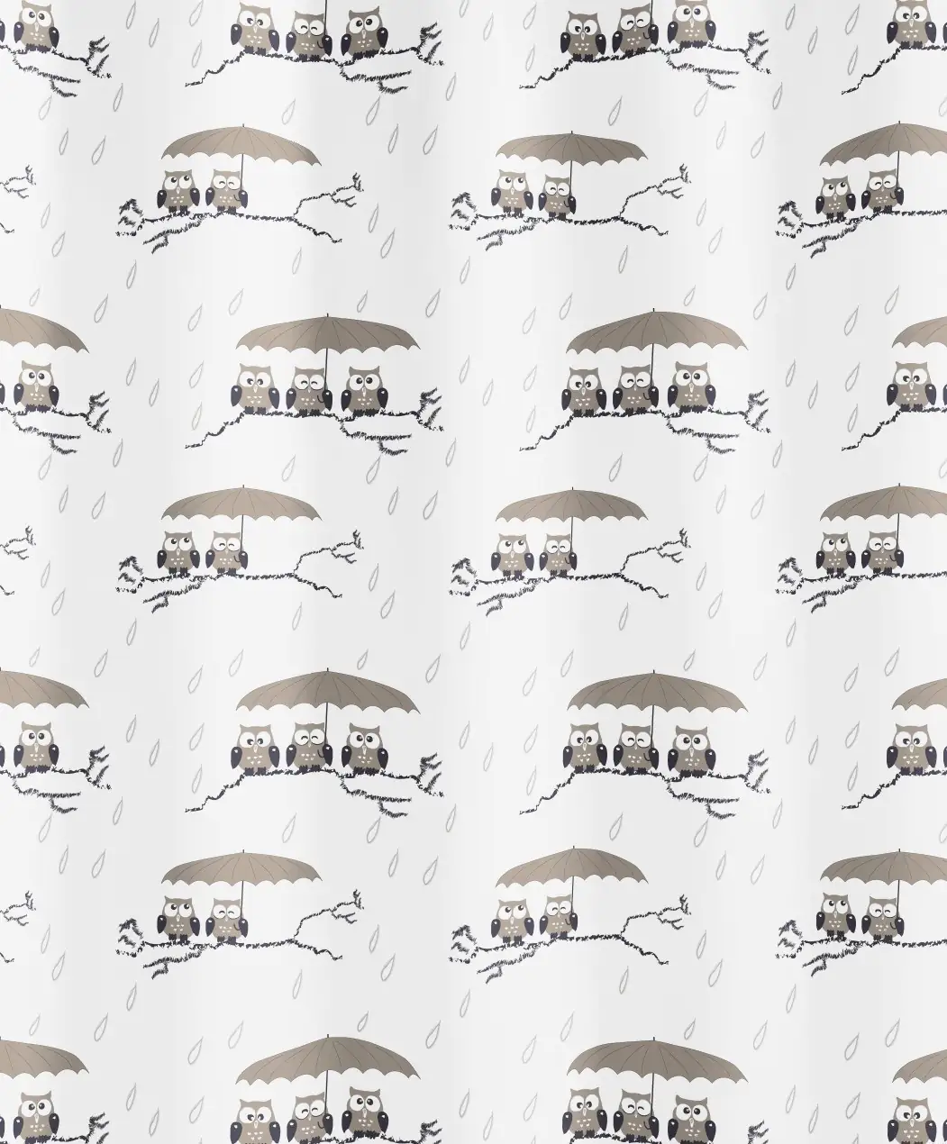 Kleine Wolke Duschvorhang Eulen taupe, 180x200 cm