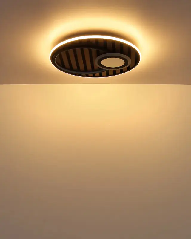 Globo Deckenleuchte Woody Ø 50 x 8 cm schwarz warmweiß