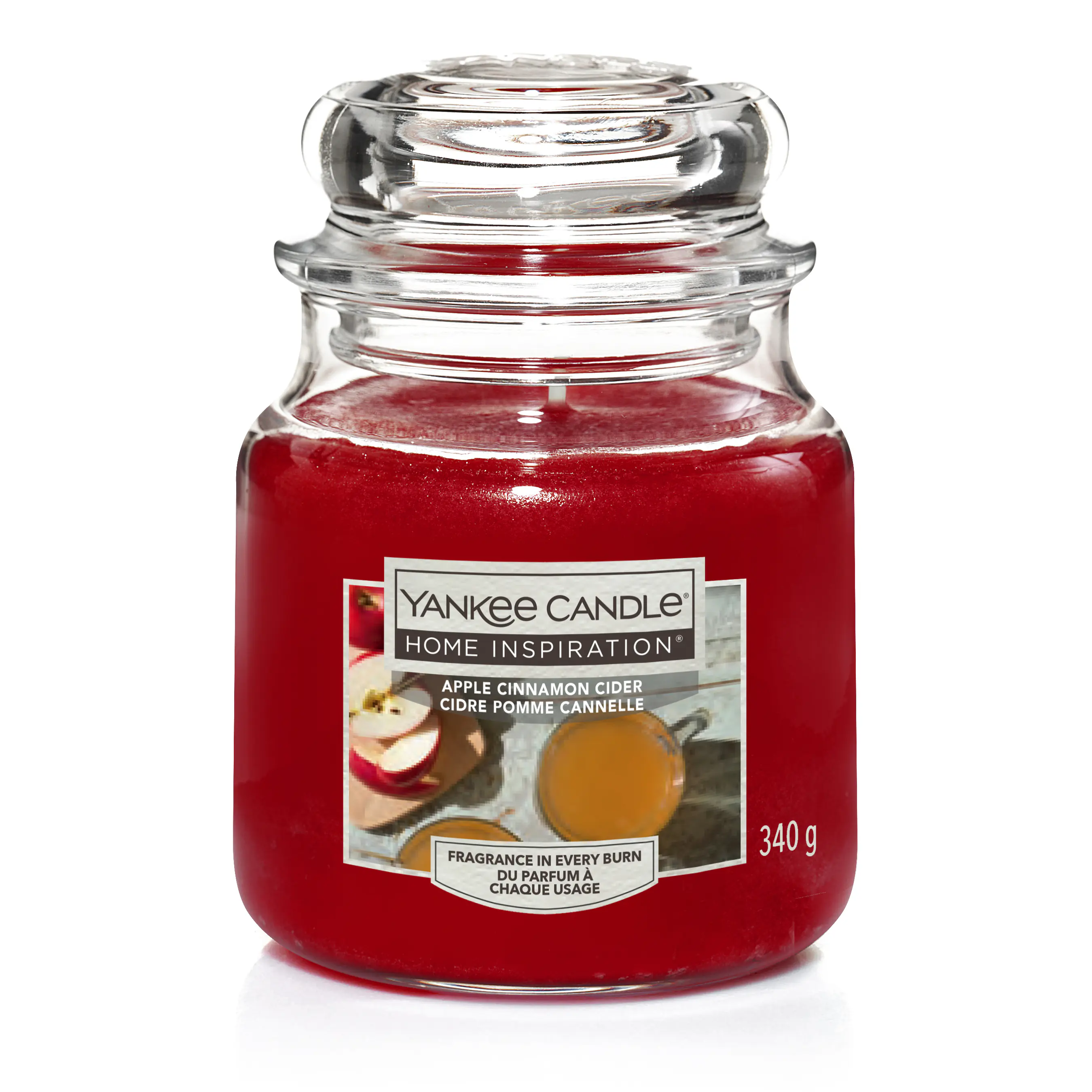 Yankee Candle Duftkerze Mittleres Glas Apple Cinnamon Cider 340 g, rot