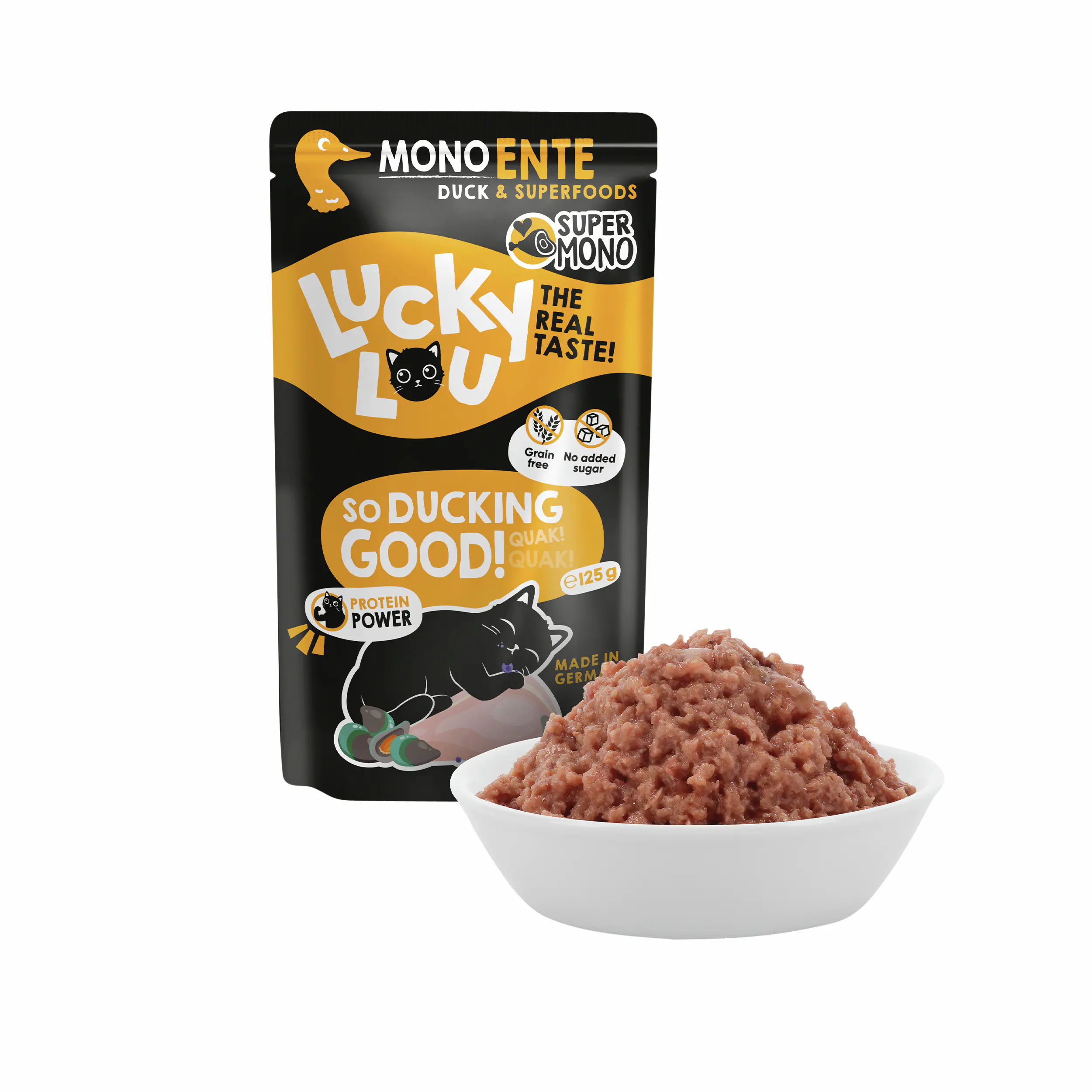Lucky Lou SuperMono Katzennassfutter Adult getreidefrei 125 g Ente