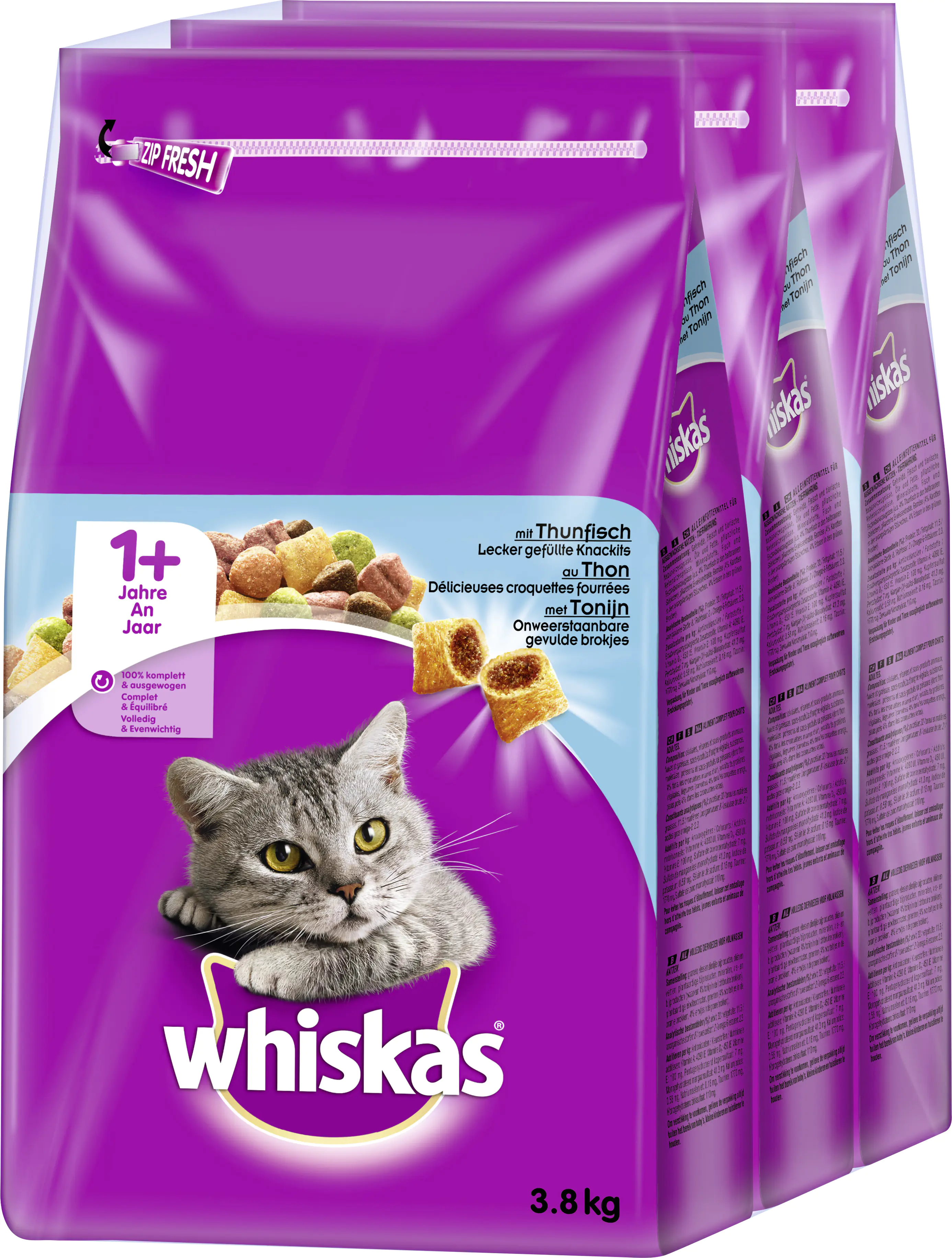 Whiskas Beutel Trocken Adult 1+ mit Thunfisch 3,8 kg