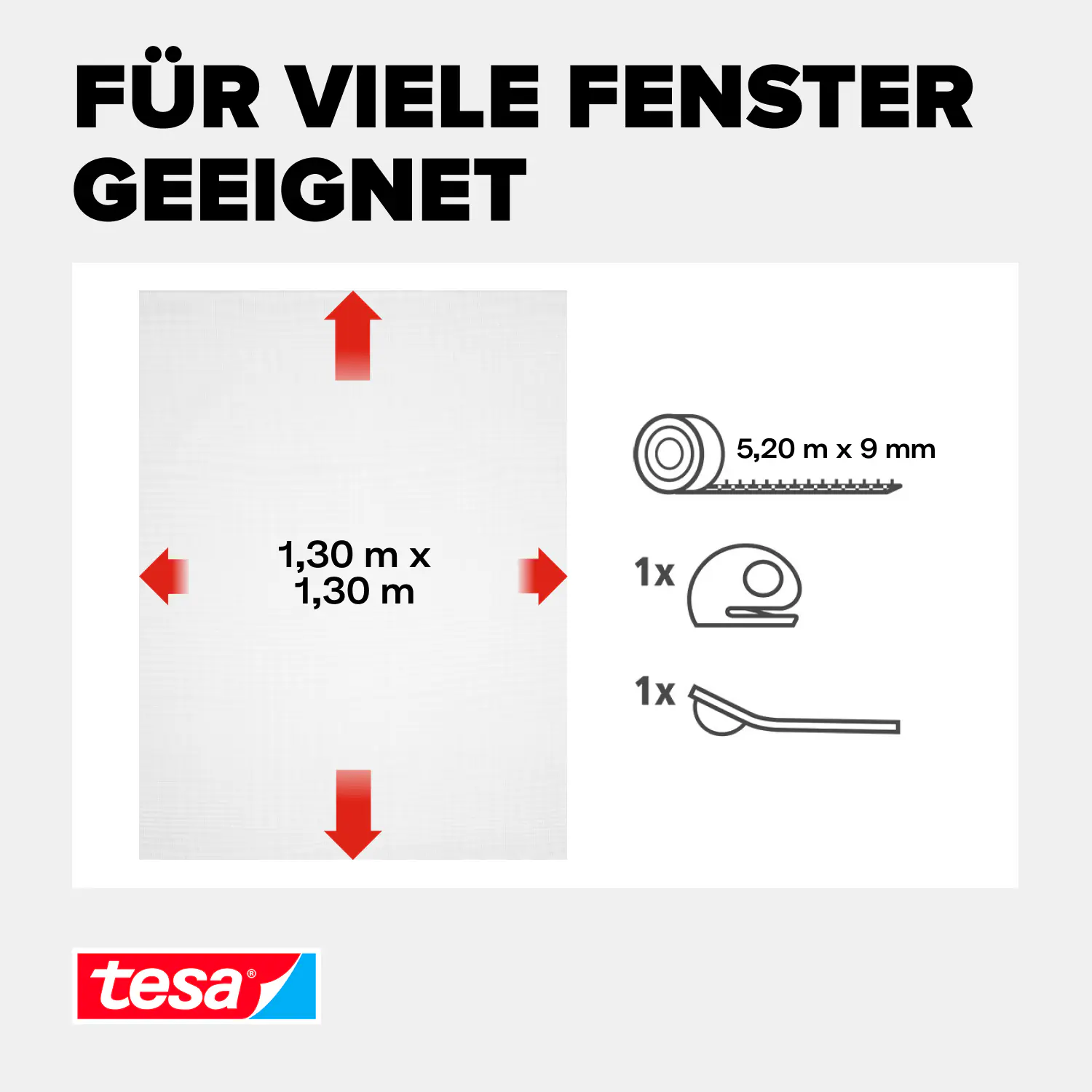 tesa Fliegenschutz-Fenster COMFORT 130 x 130 cm - weiß individuell kürzbar