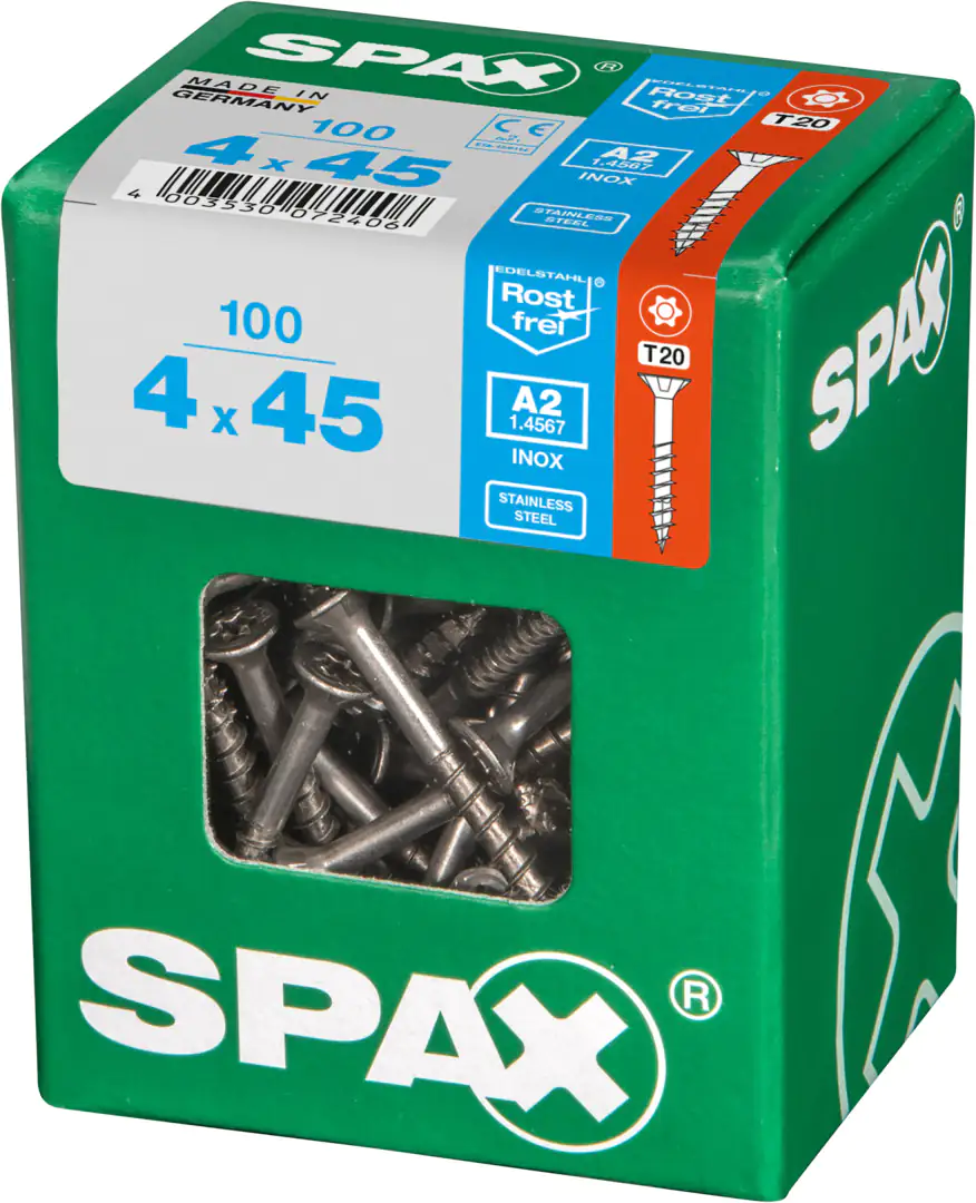 Spax Universalschrauben 4.0 x 45 mm TX 20 Senkkopf - 100 Stk.