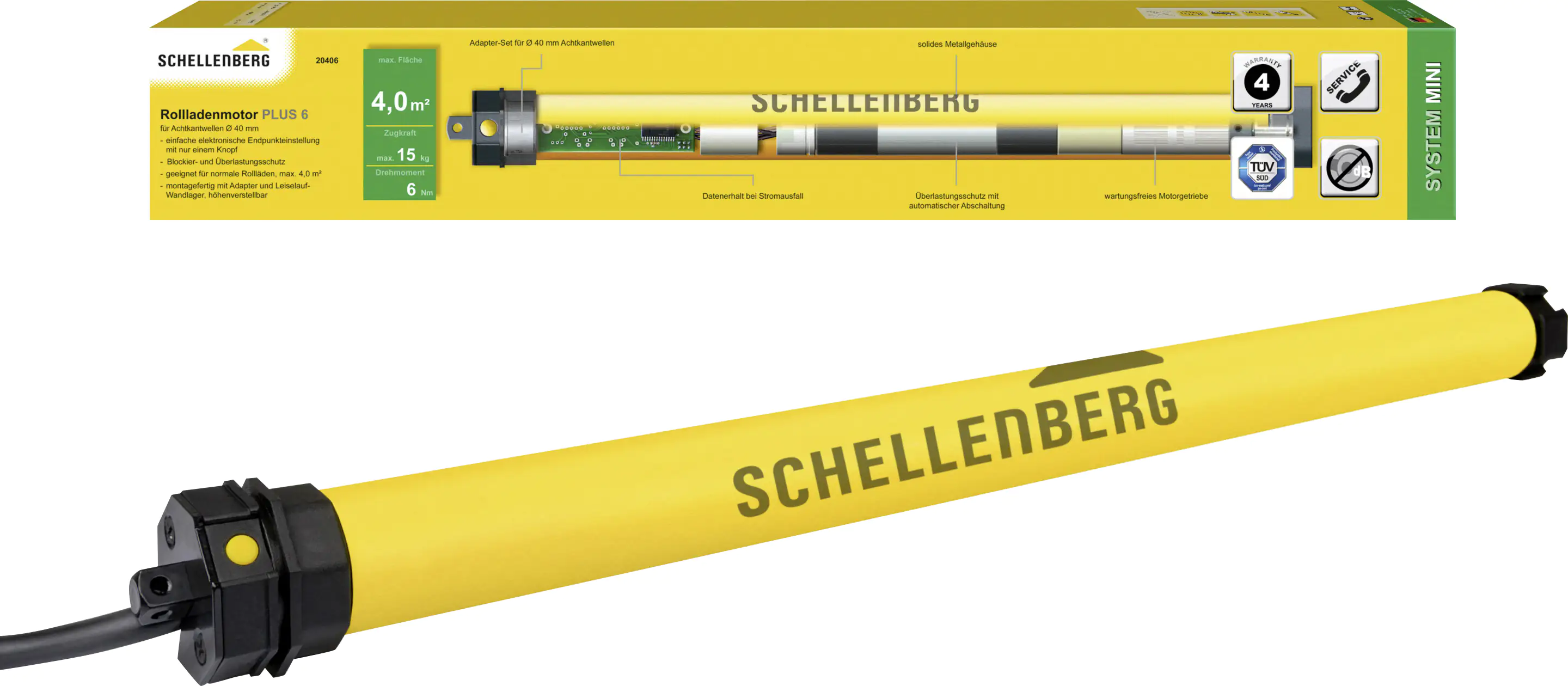 Schellenberg Rollladenmotor Mini PLUS 6 Nm für 40 mm Achtkantwellen Schellenberg Rollladenmotor Mini PLUS 6 Nm für 40 mm Achtkantwellen