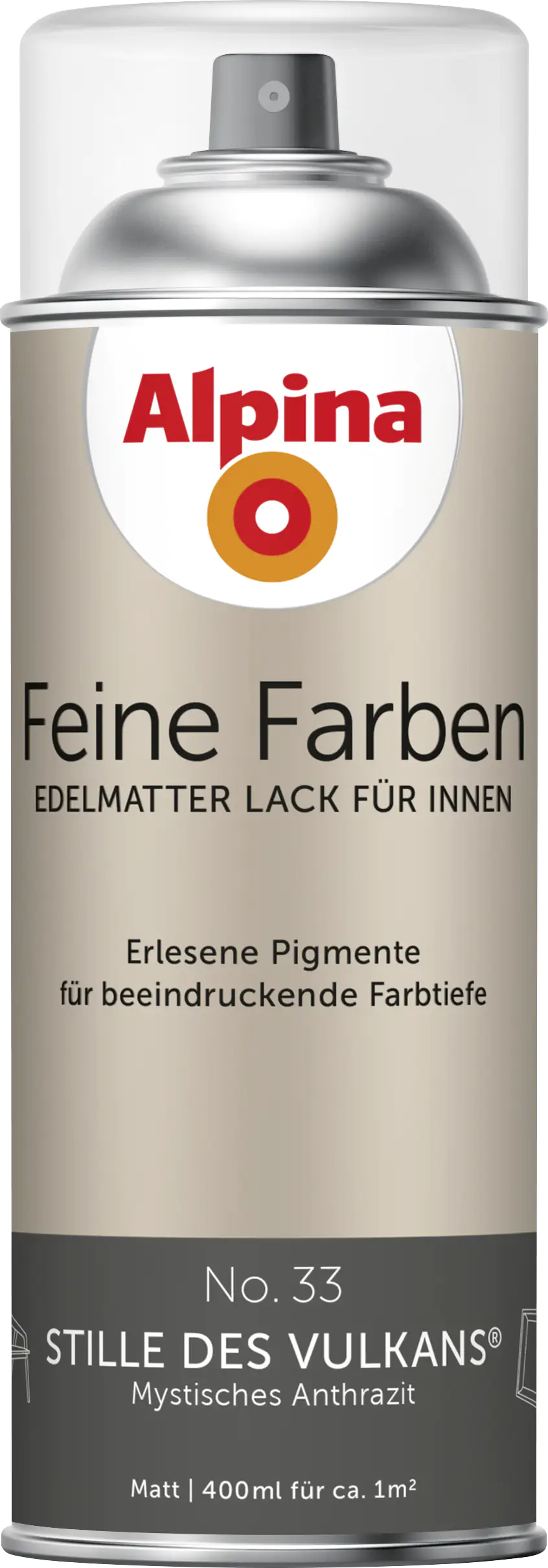 Alpina Feine Farben Sprühlack No. 33 Stille des Vulkans  anthrazit edelmatt 400 ml