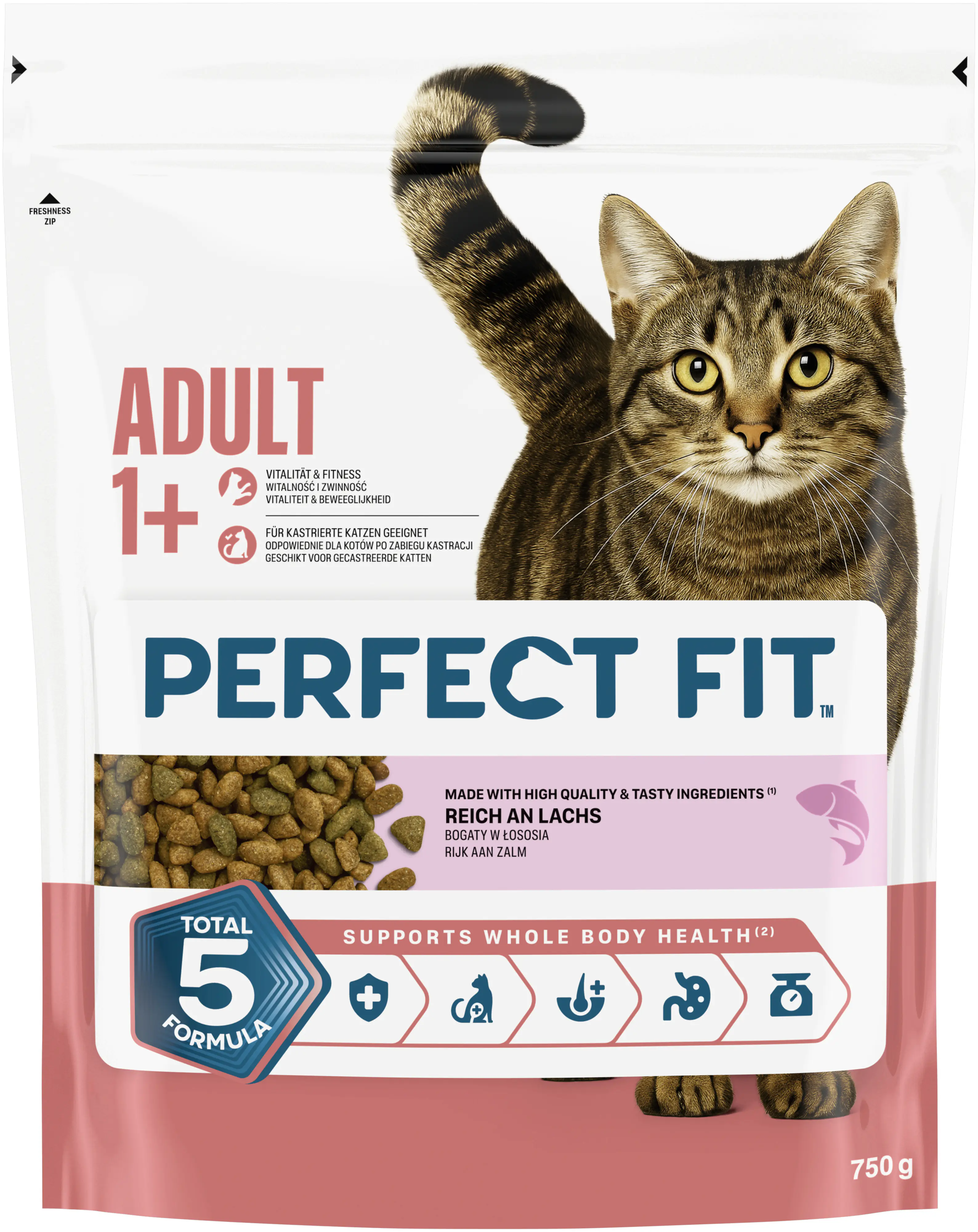 Perfect Fit Adult 1+ mit Lachs Katzenfutter 750g