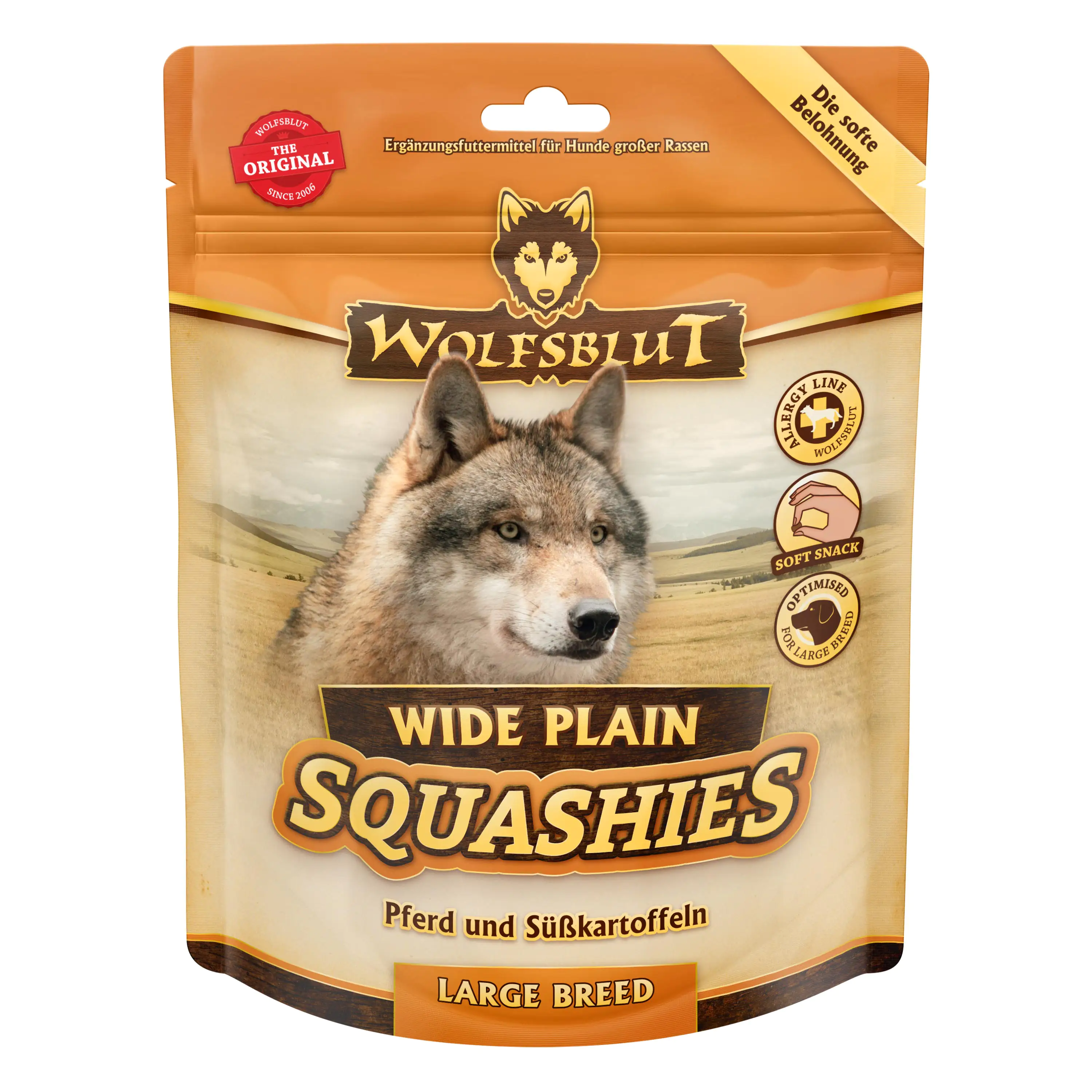 Wolfsblut Wide Plain Squashies Pferd mit Süßkartoffel Hundesnack 300 g