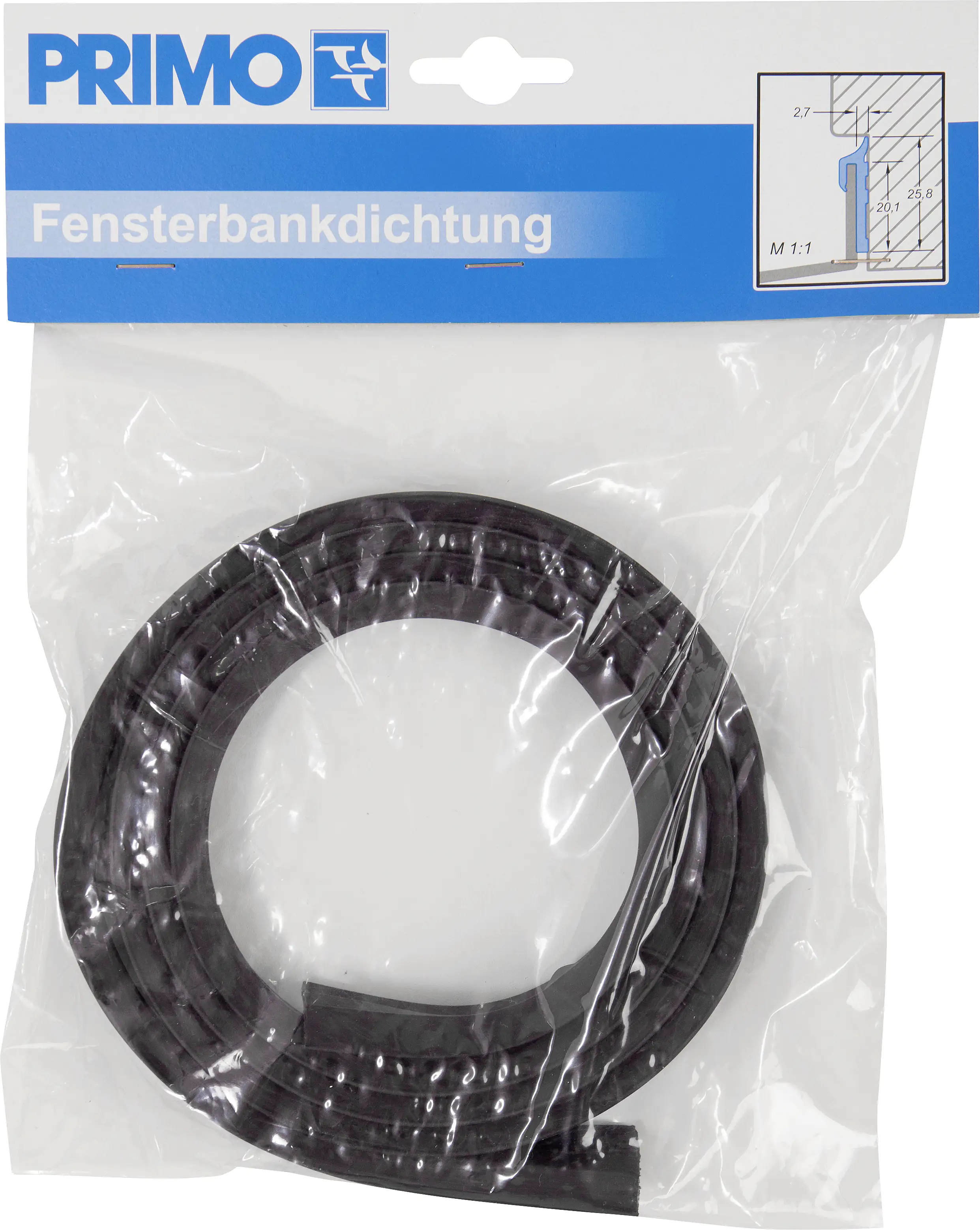 4260027234338 Primo Fensterbankdichtung 1500 x 2,7 x 25,8 mm schwarz