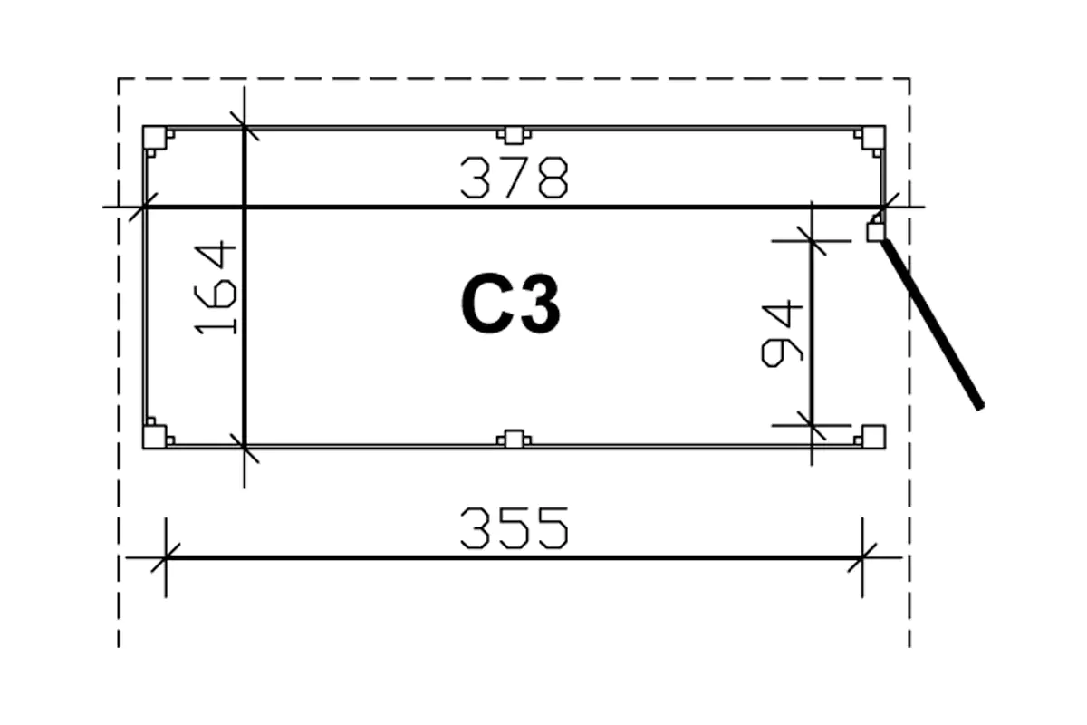 SKAN HOLZ Abstellraum C3 378x164cm, Profilschalung, lasiert in Nussbaum