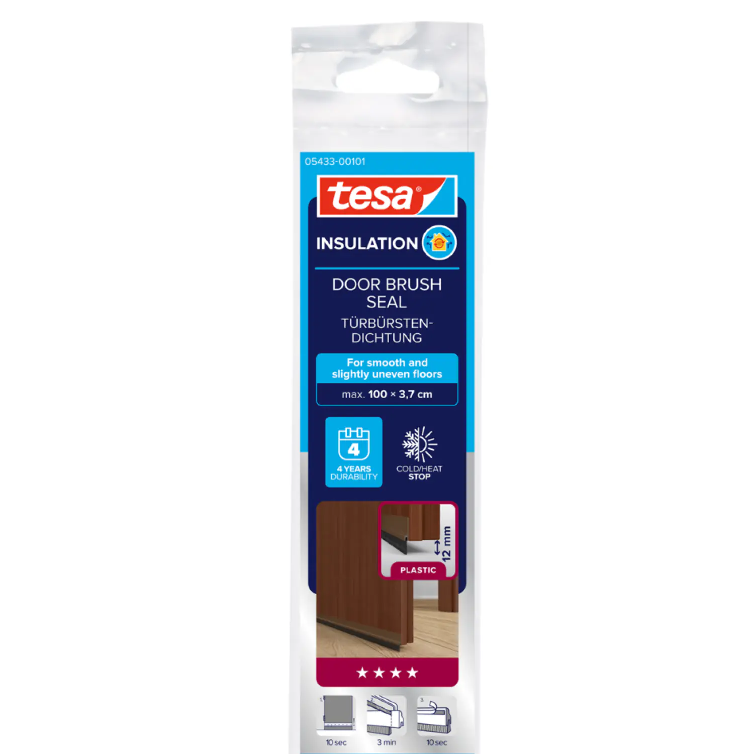 tesa Moll Türdichtschiene braun, für Spalten bis 12 mm