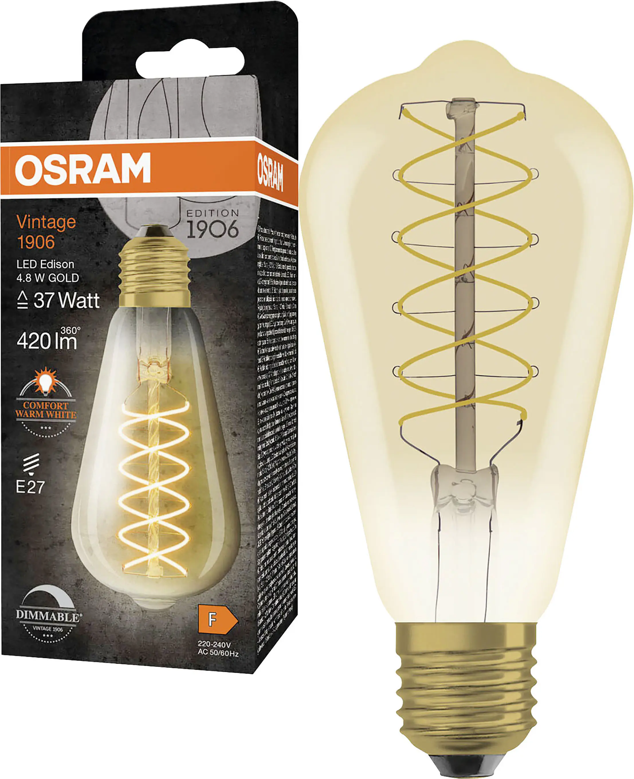 Osram LED Leuchtmittel Edison E27 4,8 W warmweiß amber