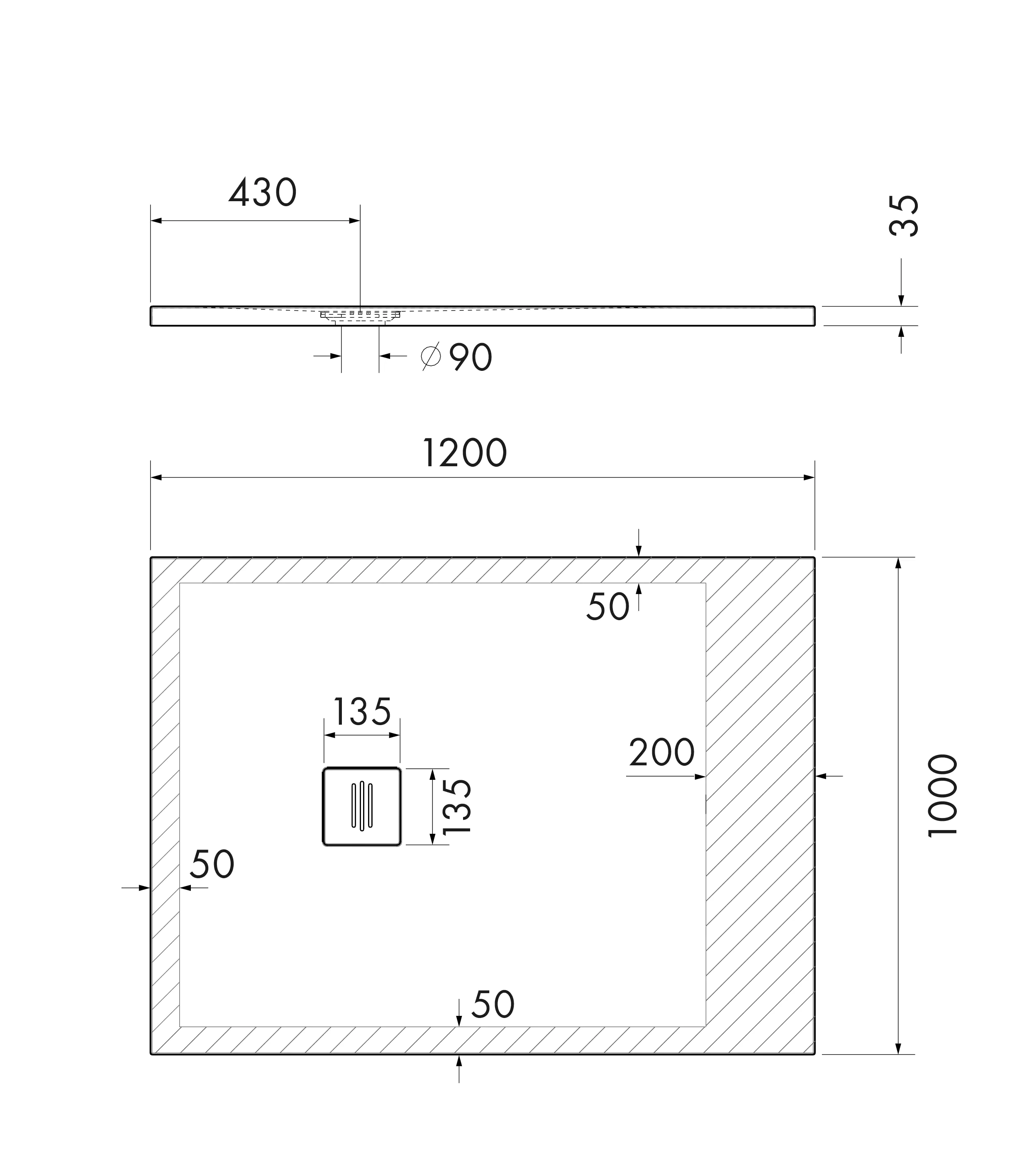 Ottofond Duschwanne Nevis 120x100x3,5 cm, weiß