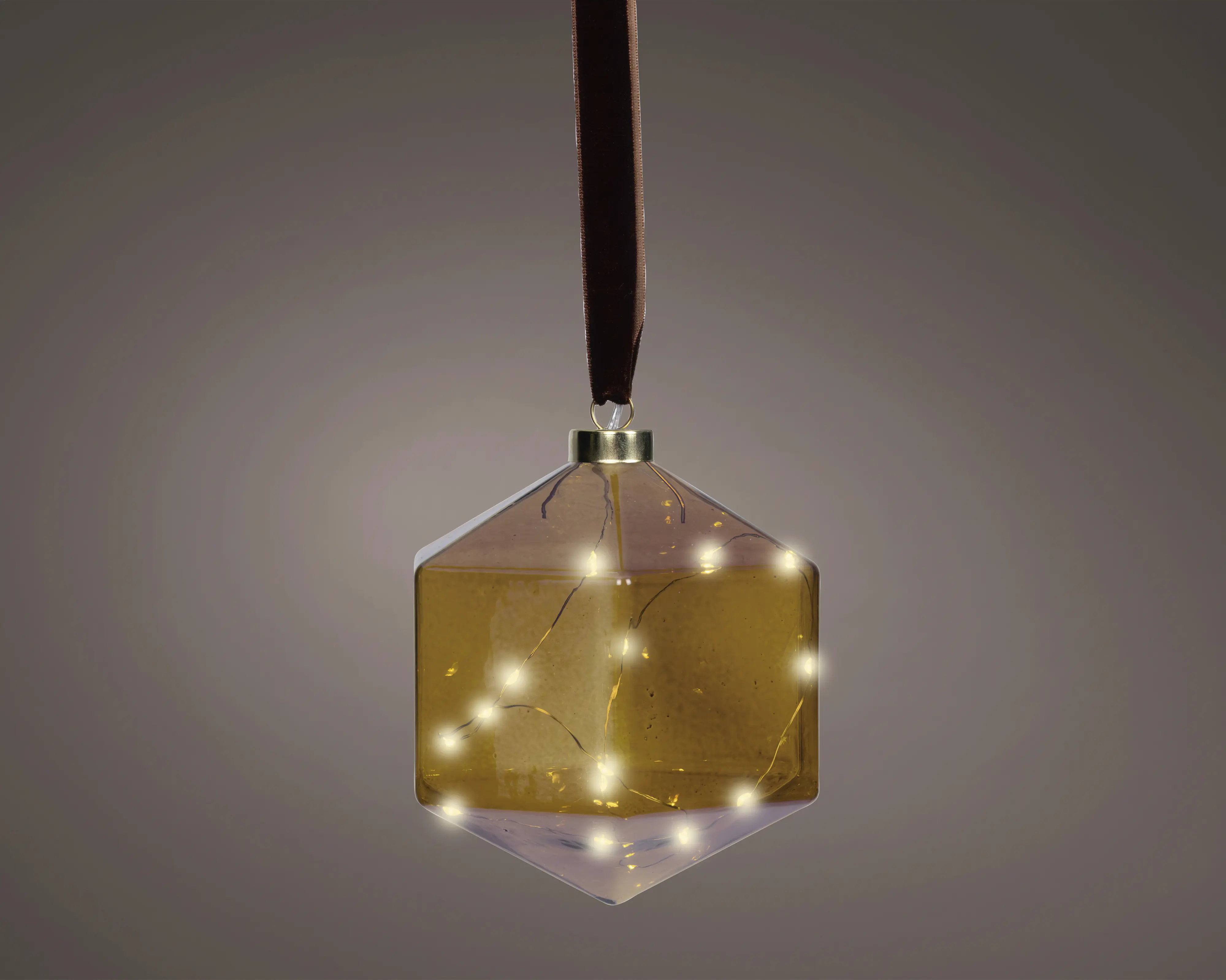 Lumineo LED Hänger batteriebetrieben Glas Ø 15 x 15 cm warmweiß braun