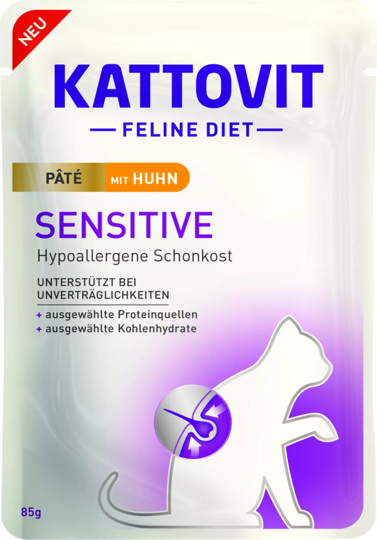 Kattovit Katzennassfutter Diet Sensitive Paté mit Huhn 85 g