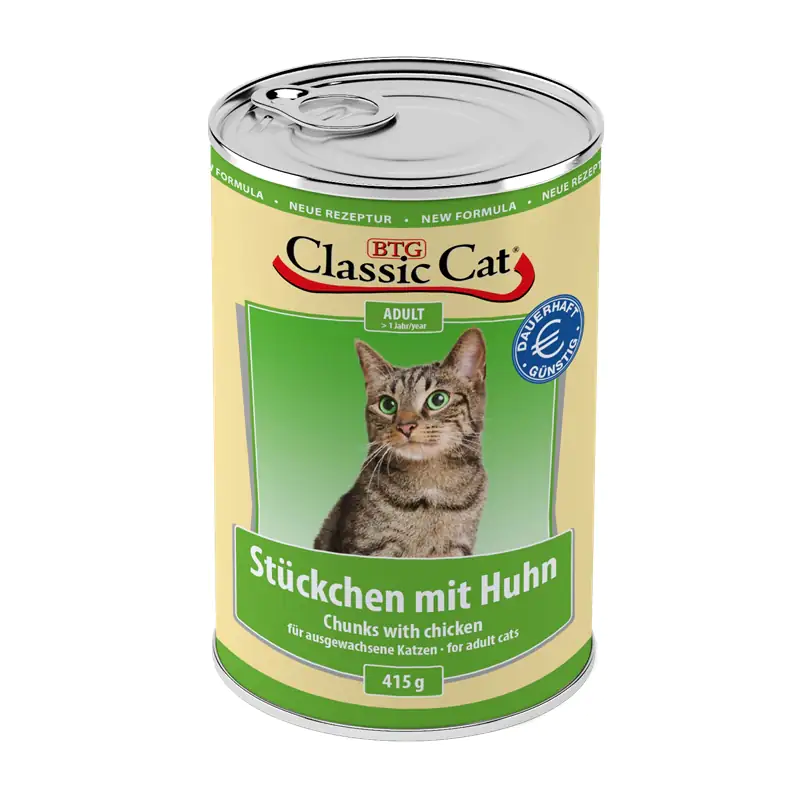 Classic Cat Katzennassfutter Stückchen mit Huhn 415 g
