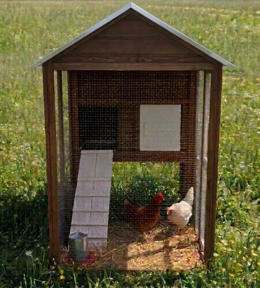 Hühnerhaus Cleo 180 x 145 cm mit Gehege & Legebox braun/anthrazit