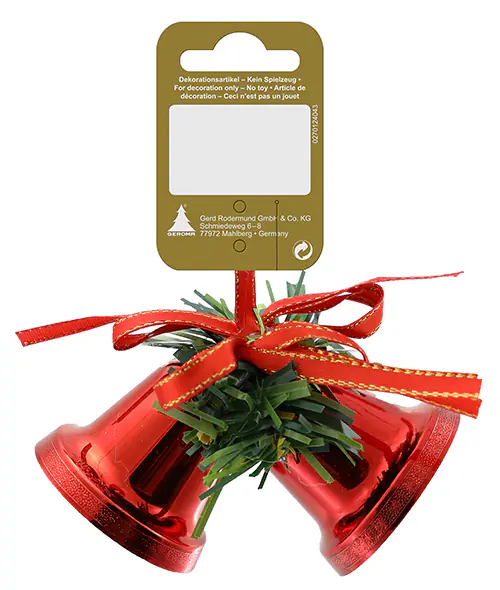 Dekoanhänger Glocken mit Schleife Kunststoff 11 x 8 cm rot