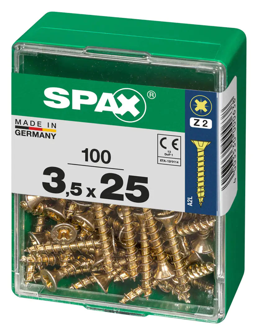 Spax Universalschrauben 3.5 x 25 mm PZ 2 Senkkopf - 100 Stk.