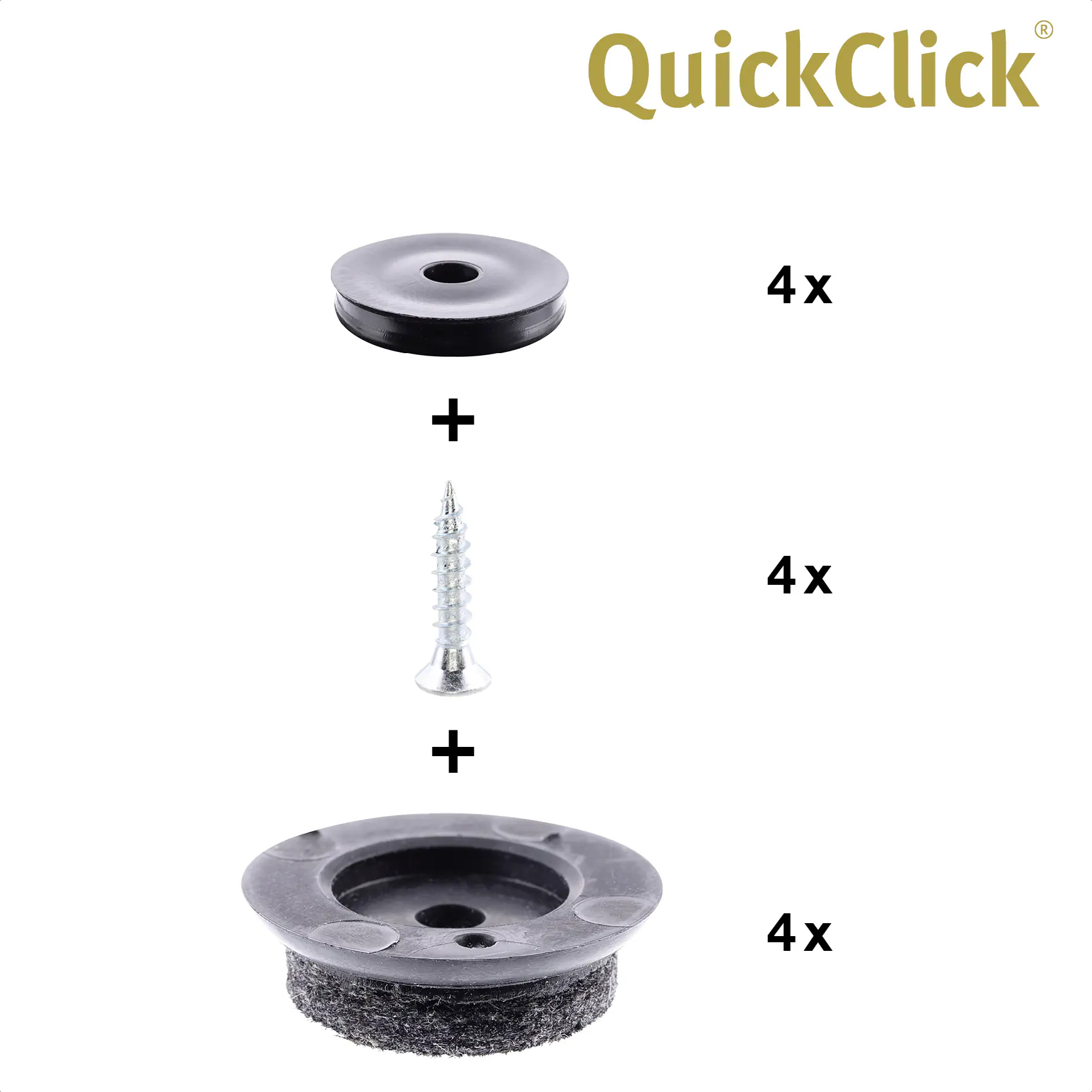 Wagner Möbelgleiter zum Anschrauben Ultrasoft grau schwarz Ø 25 mm - 4 Stück 