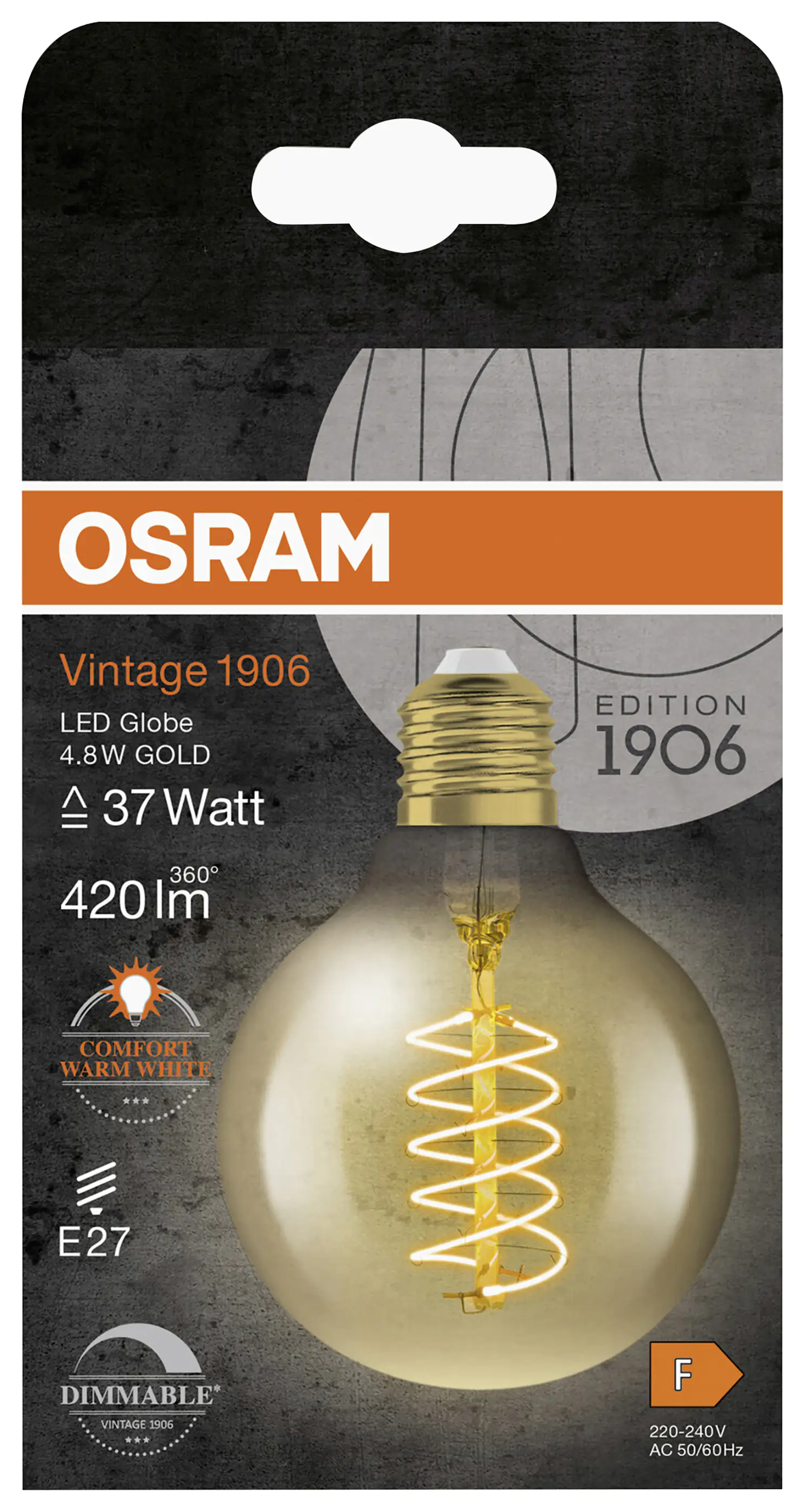 Osram LED Leuchtmittel Globe 80 E27 4,8 W warmweiß amber