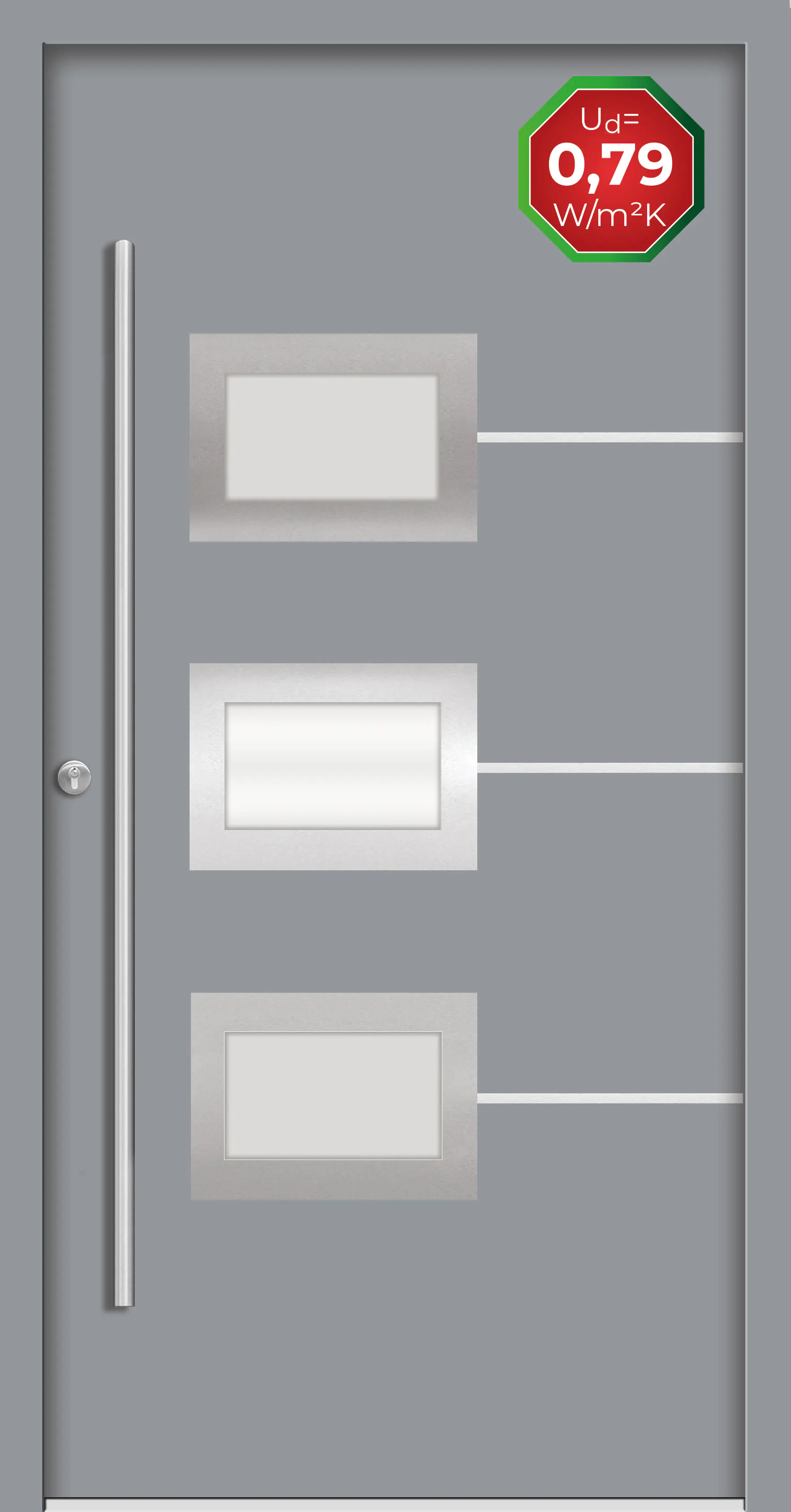 Splendoor Haustür Passivedoor Premium B03 Grau DIN Links 110 x 210 cm
