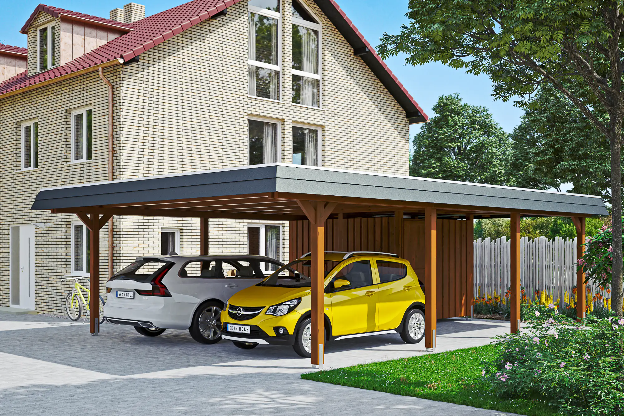 4018211026296 SKAN HOLZ Carport Wendland mit Abstellraum 630 x 879 cm mit EPDM-Dach