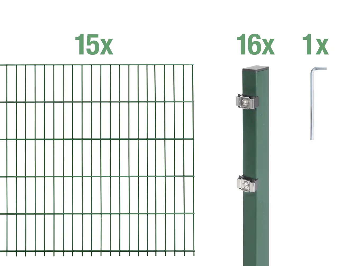 Alberts Doppelstabmatten-Grundset 30 m 200 x 140 cm 6/5/6 grün