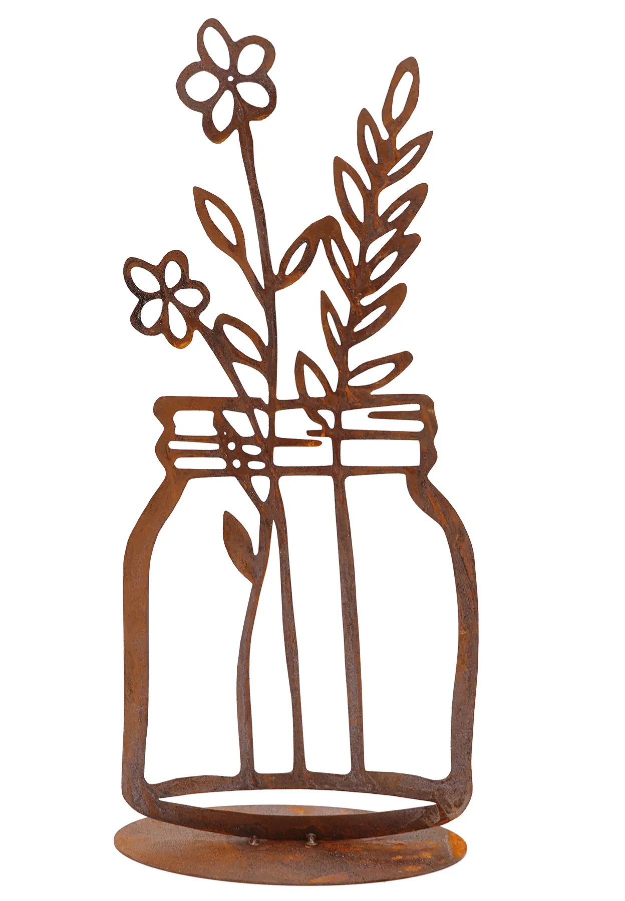 Badeko Blumenvase Anna mit Blumen  40 x 17 x 9 cm rostbraun