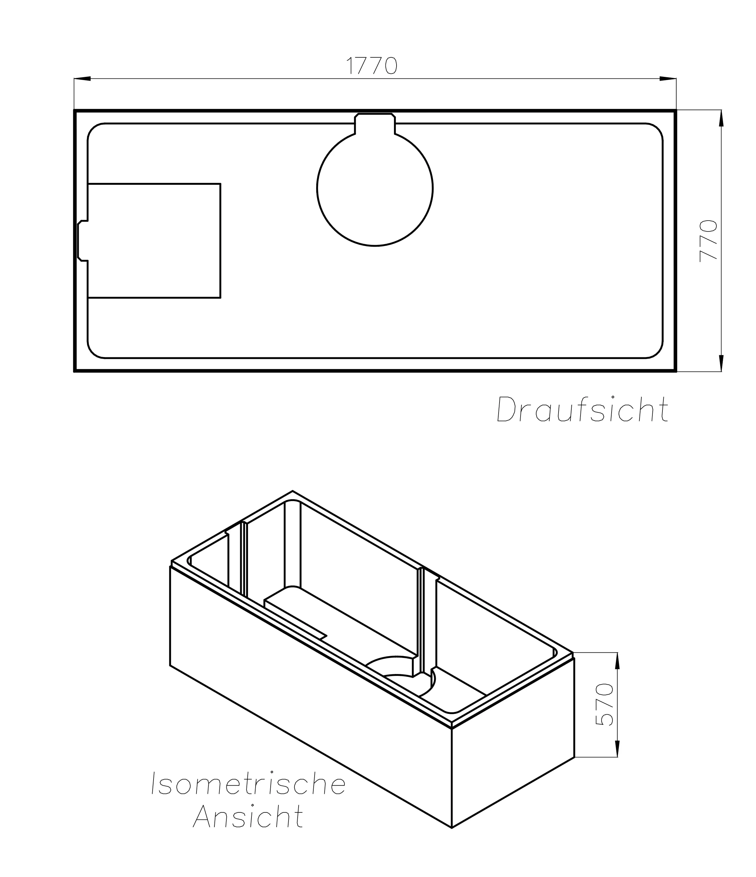 Ottofond Wannenträger Malta 1770 x 770 mm