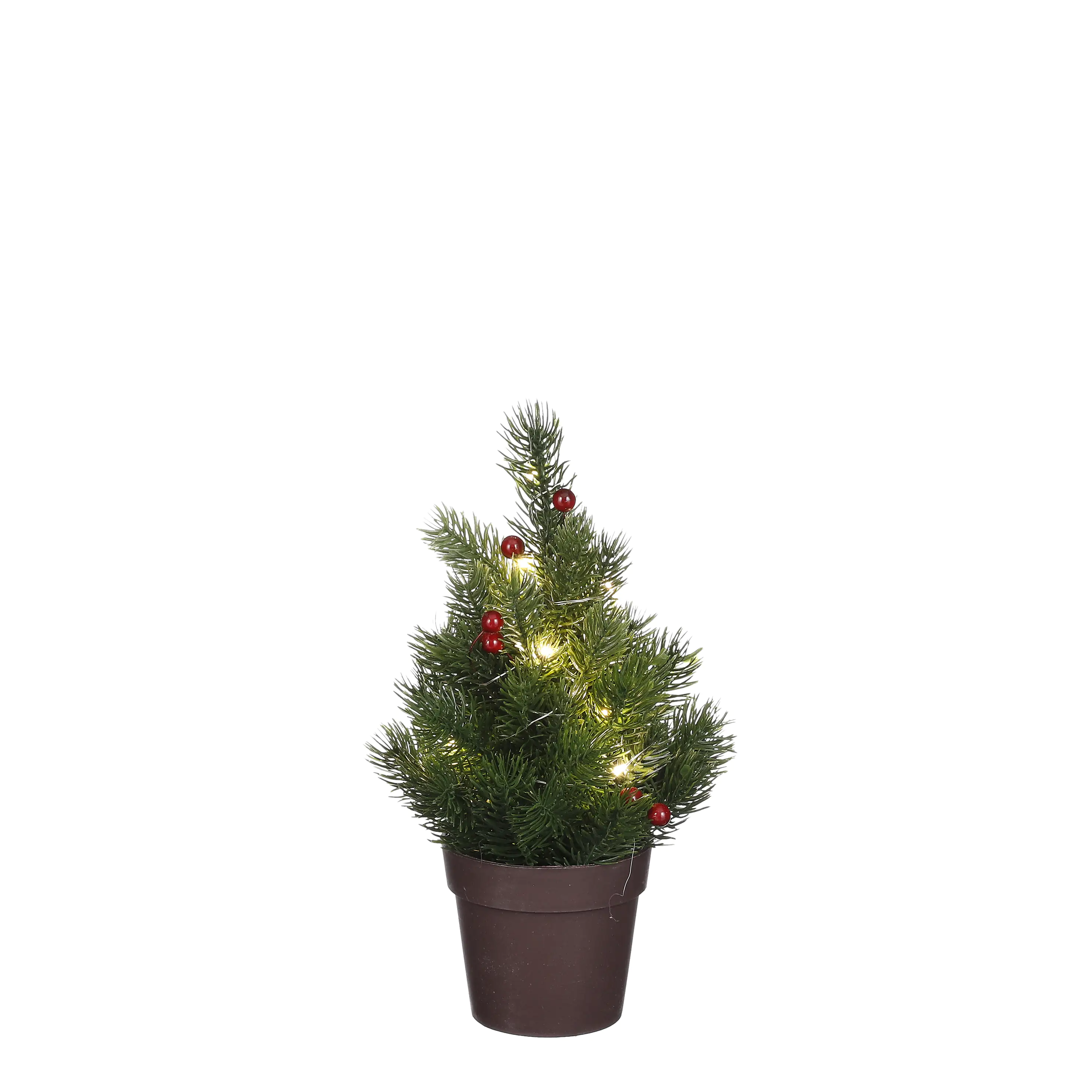 Mica Weihnachtsbaum mit Beeren grün 30 x 15 cm batteriebetrieben