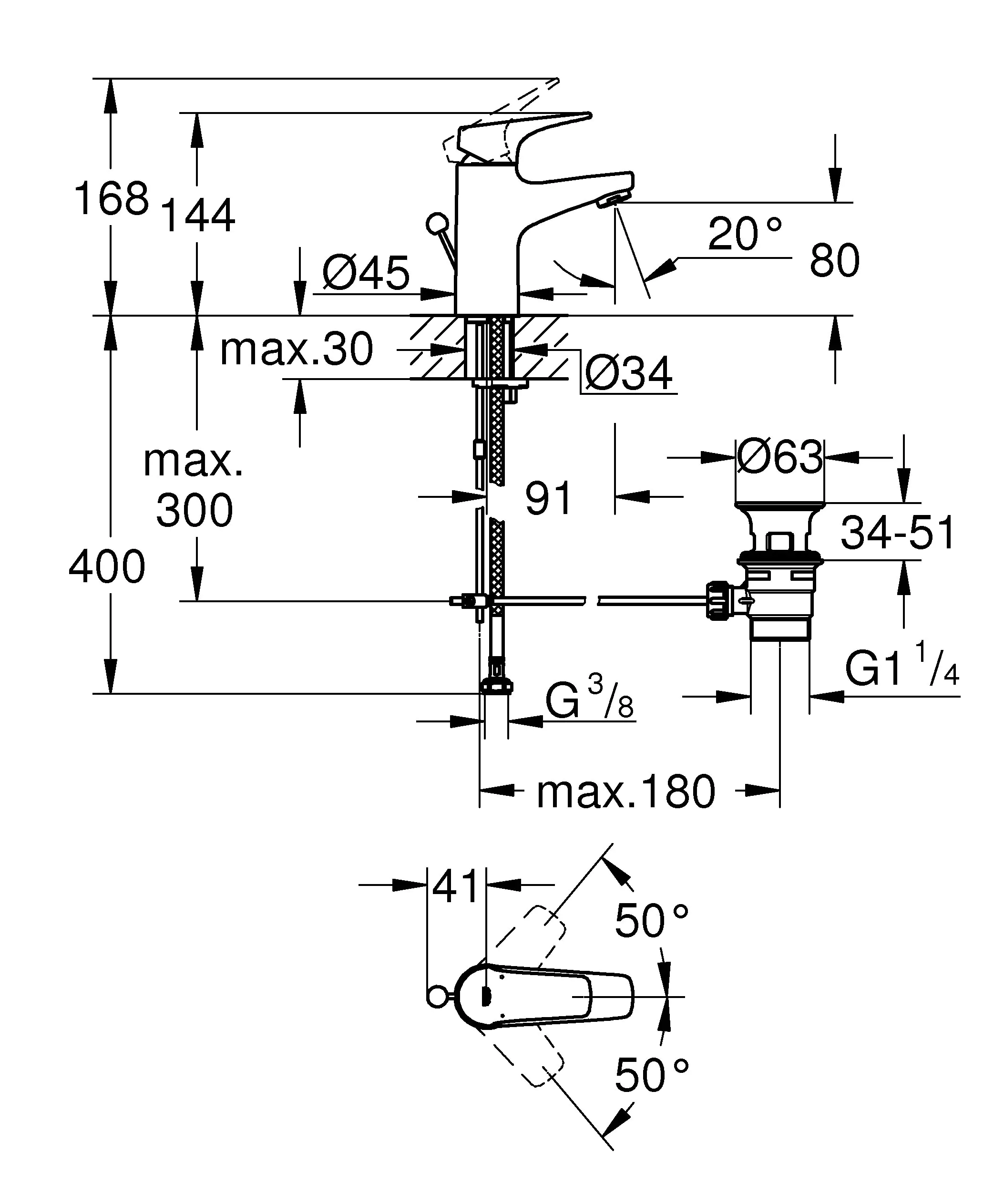 Grohe Start Flow Waschtischarmatur S-Size verchromt, wassersparend mit Schnell-Montage System Grohe Start Flow Waschtischarmatur S-Size verchromt, wassersparend mit Schnell-Montage System