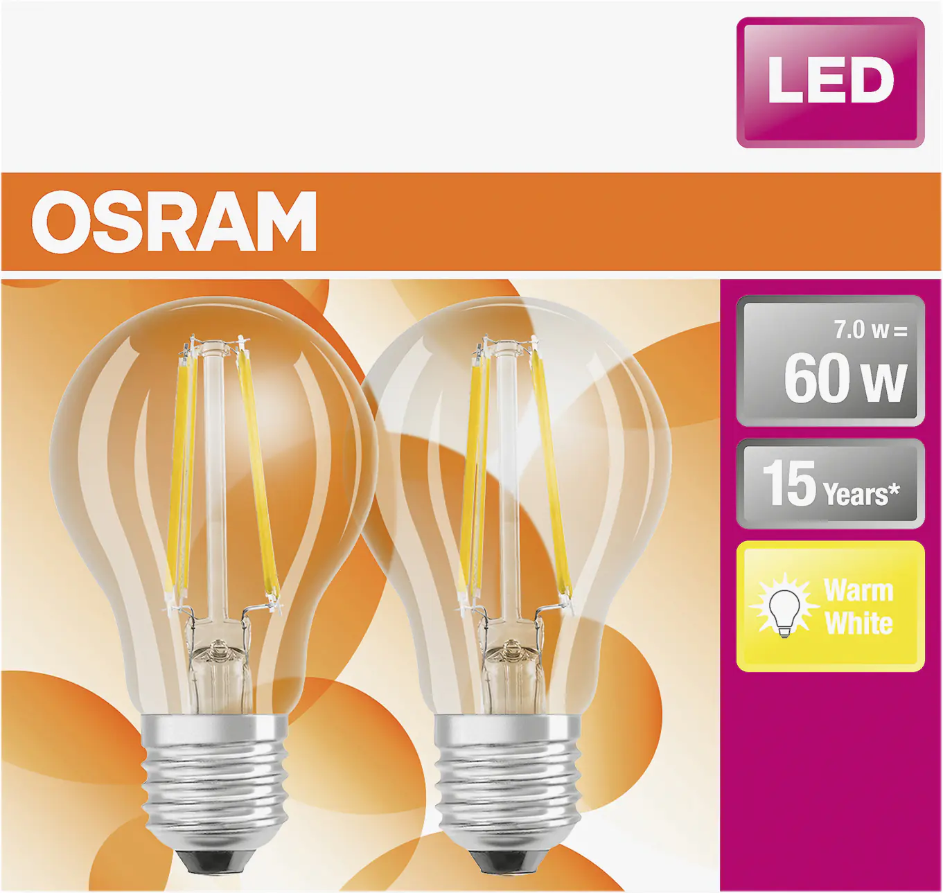 Osram LED Leuchtmittel E27 7W warmweiß, klar