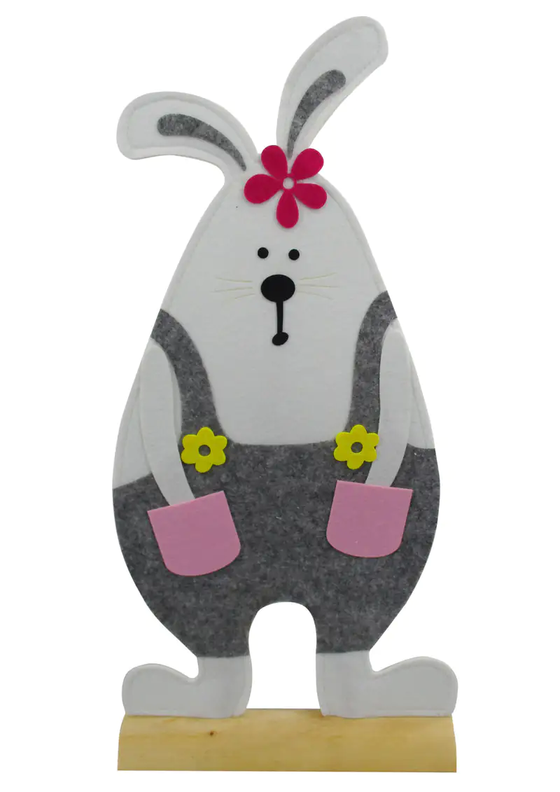 TrendLine Deko Osterhase Filz 83 cm weiß grau