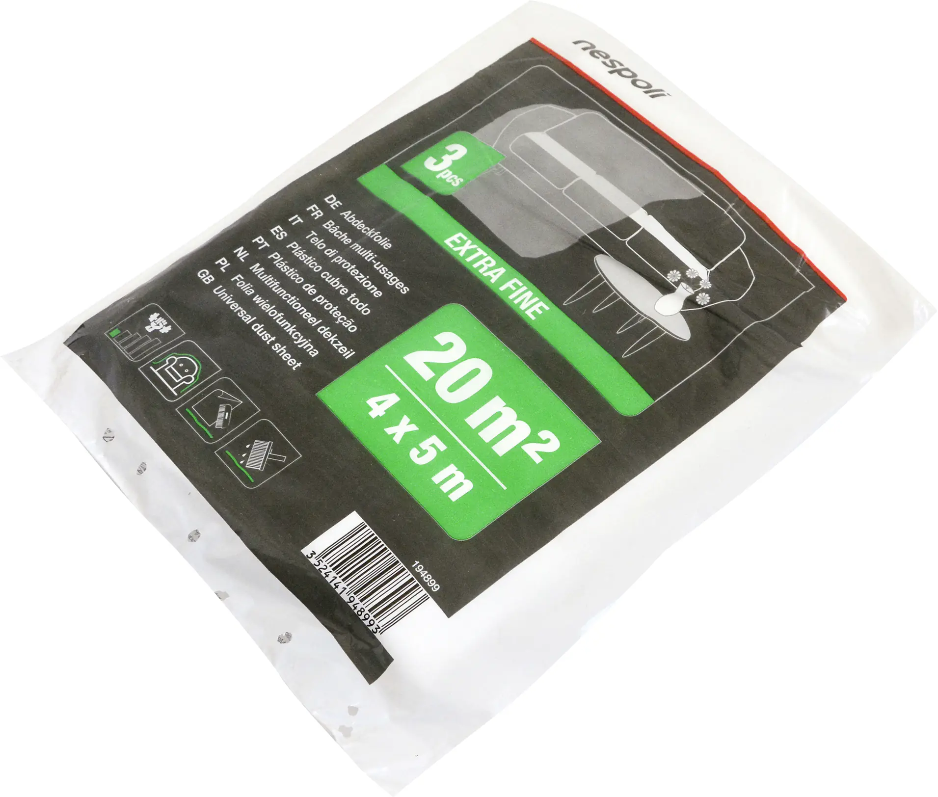 Nespoli Abdeckfolie ExtraFine 3er Set 4 x 5 m = 20 m² transparent