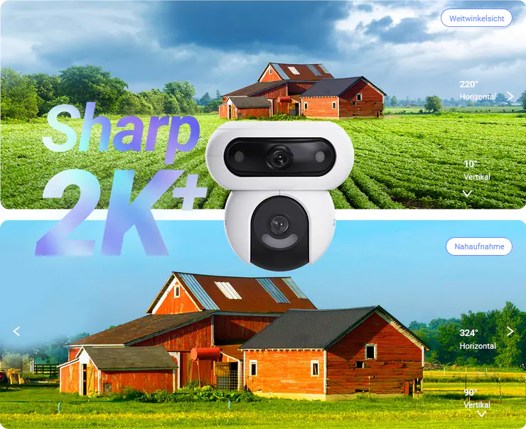 Ezviz Überwachungskamera mit Mikrofon & Lautsprecher H90 2K+ Dual Lenses