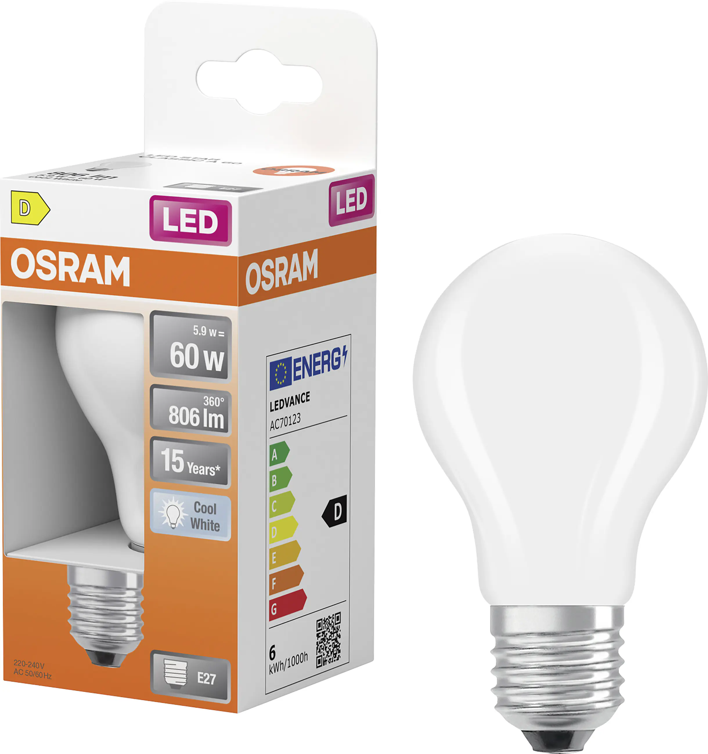 Osram LED Leuchtmittel E27 Star Classic 5,9W matt kaltweiß