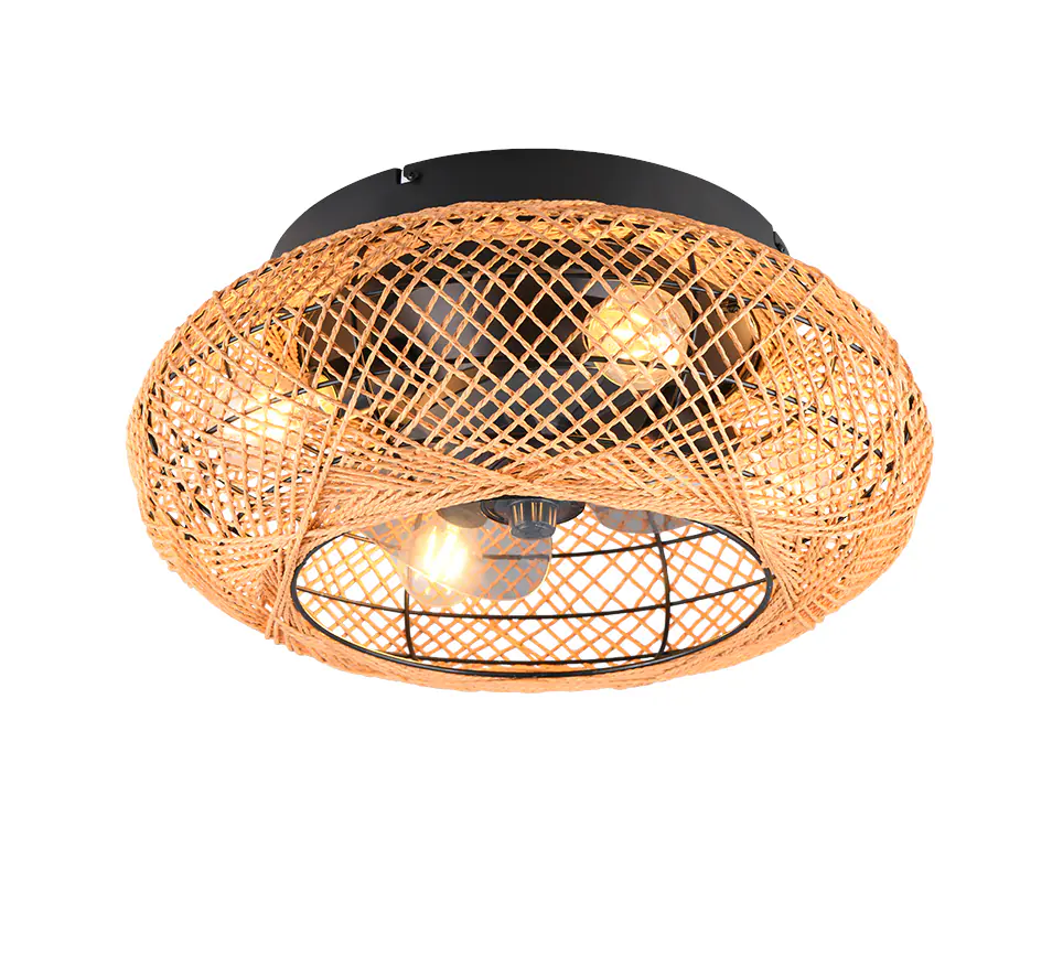 Trio Deckenleuchte Lillesand mit Ventilator Ø 50 x 21,5 cm braun/schwarz matt