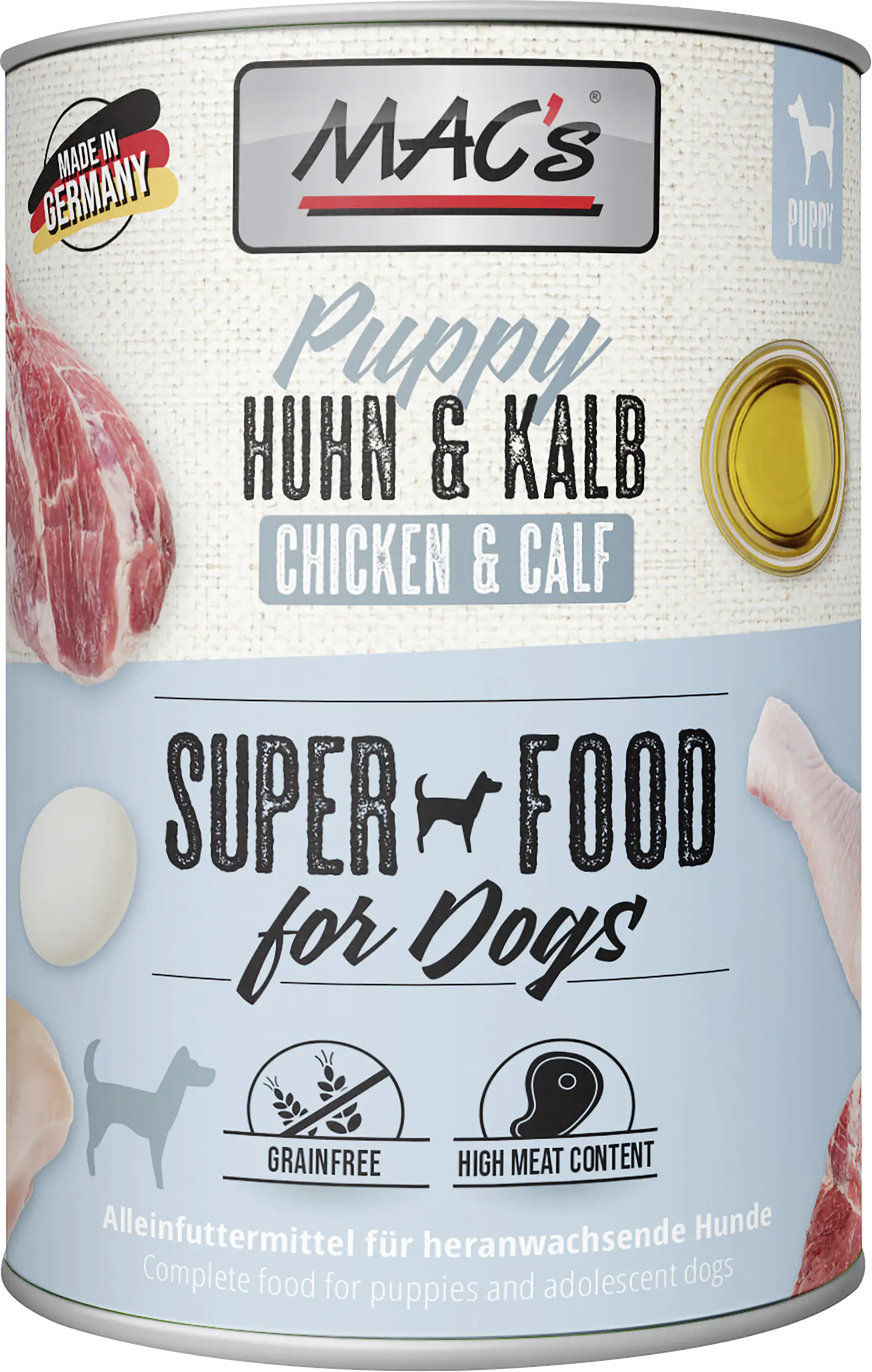 Macs Dog Puppy Hundenassfutter Junior getreidefrei 400 g Huhn & Kalb Macs Dog Puppy Hundenassfutter Junior getreidefrei 400 g Huhn & Kalb