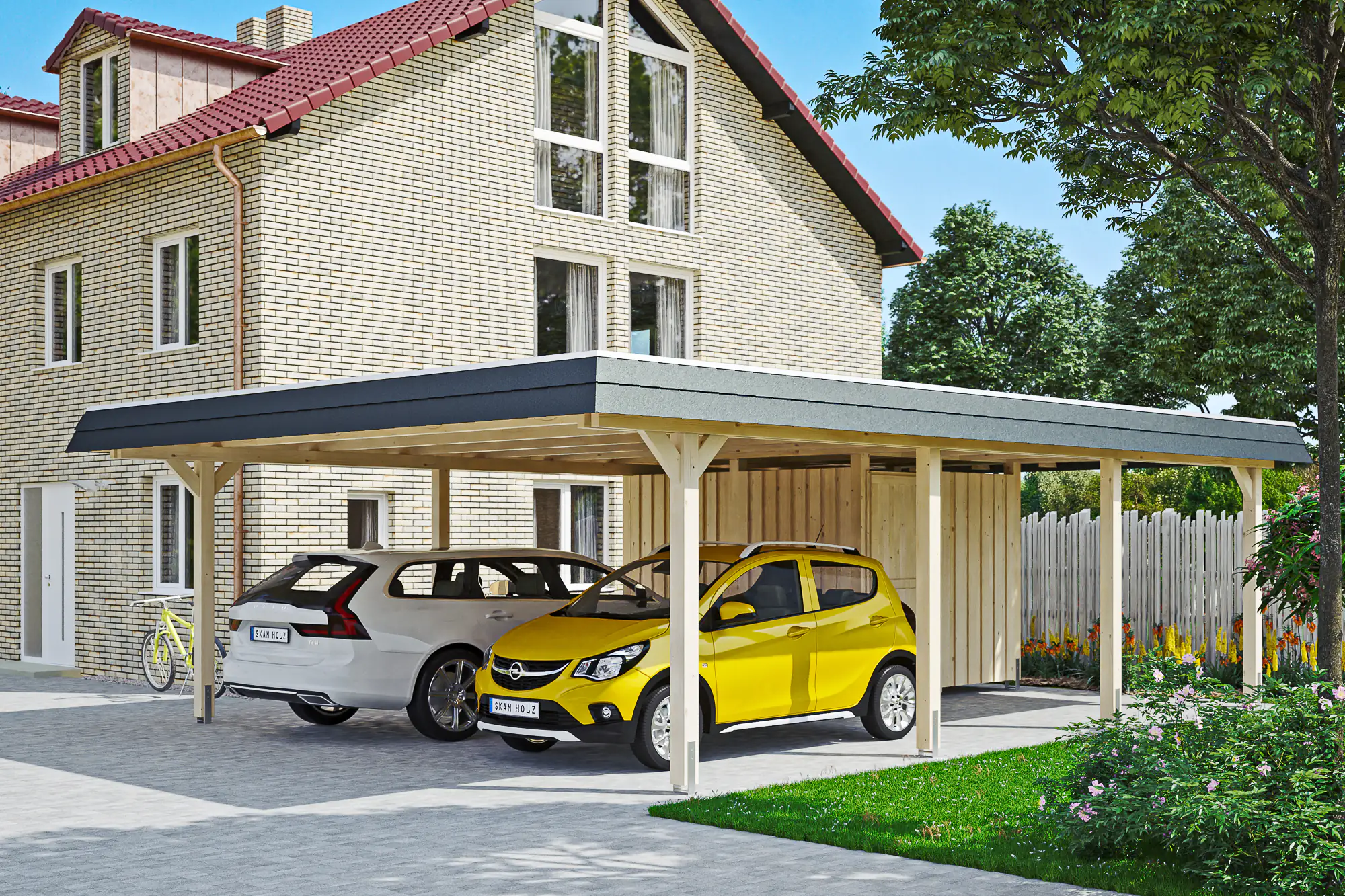 SKAN HOLZ Carport Wendland mit Abstellraum 630 x 879 cm mit Aluminiumdach