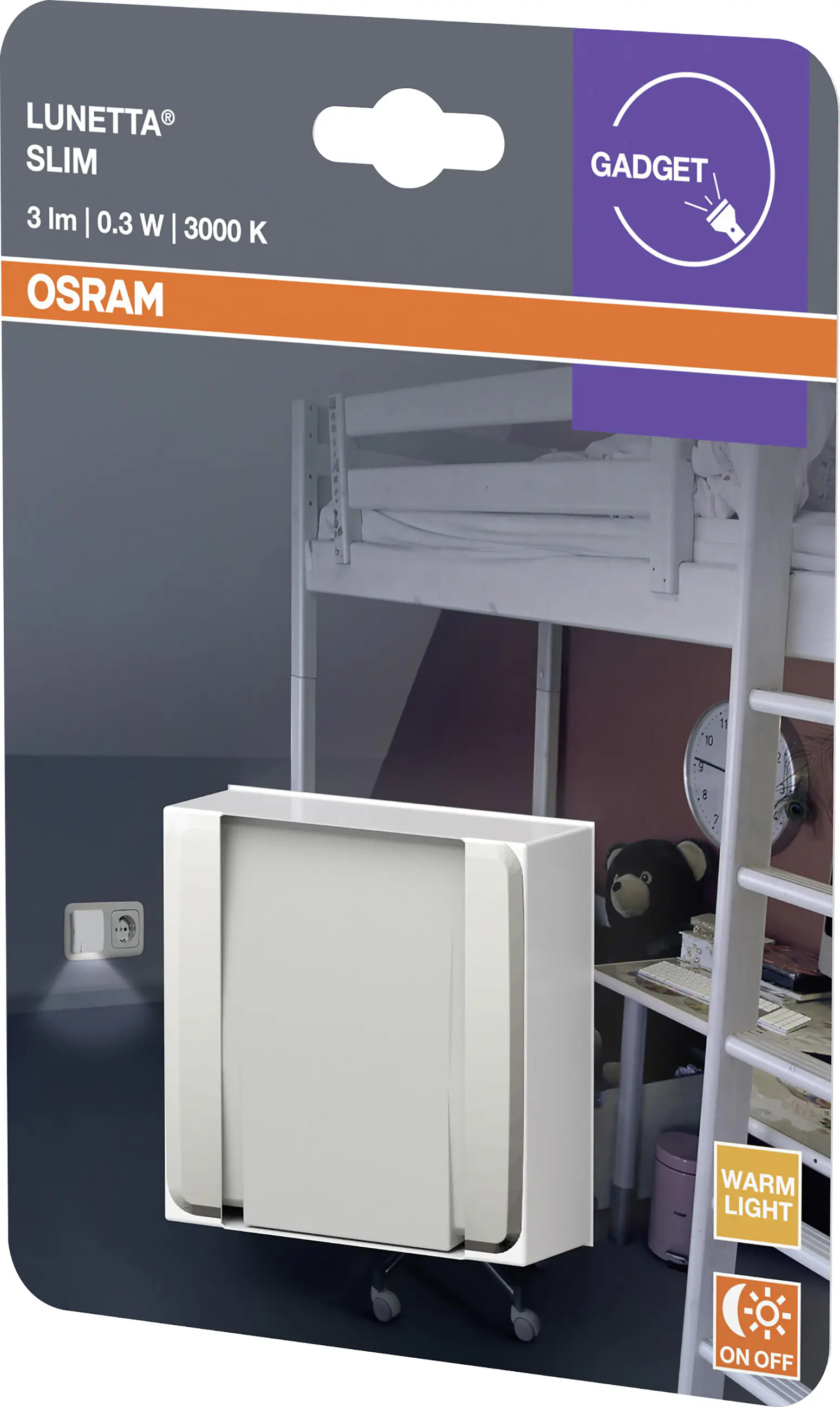 Osram LED-Nachtlicht Lunetta Slim mit Tag-/Nacht Sensor 6 cm warmweiß weiß