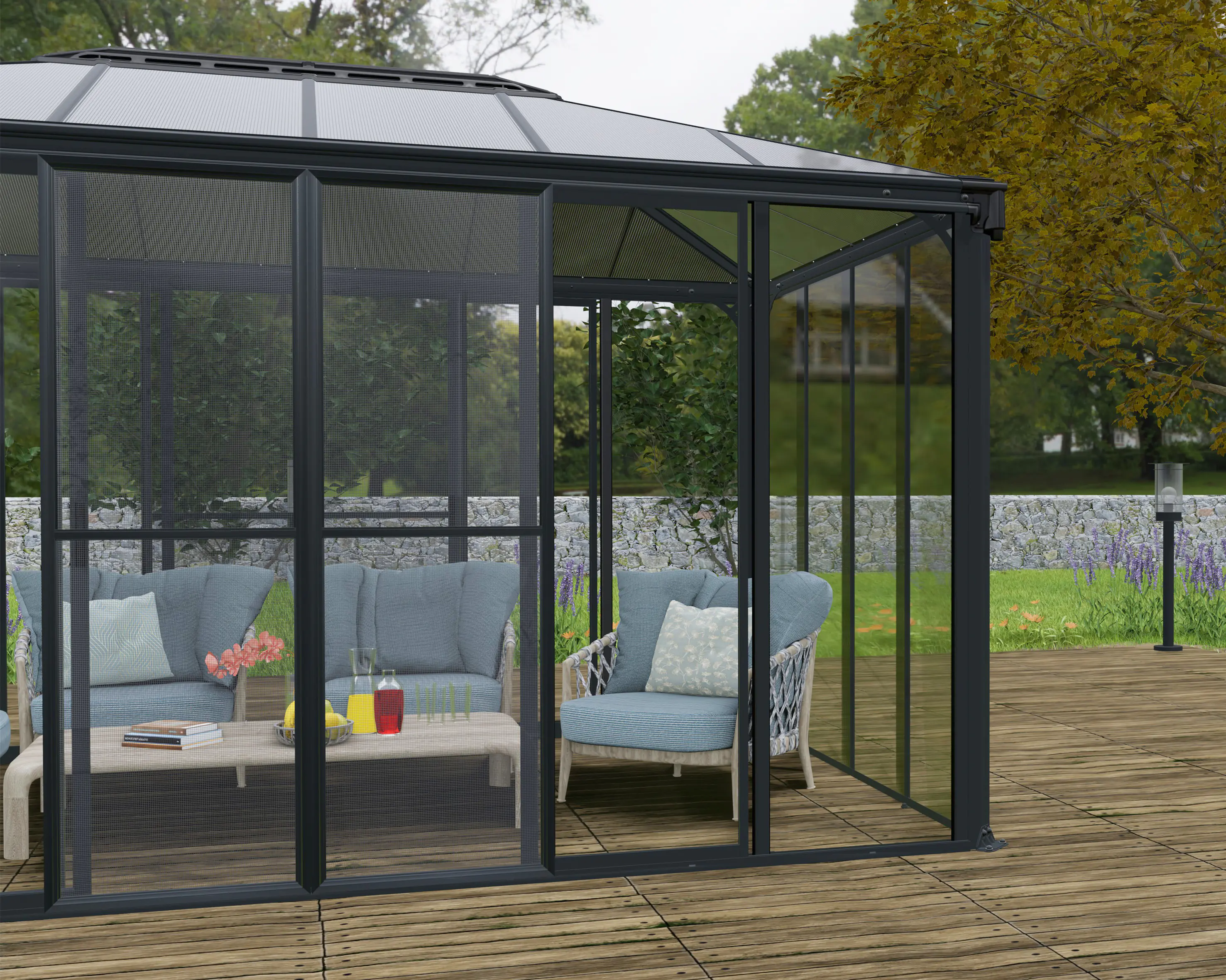Canopia Pavillon Fliegengittertür Ledro 137 x 205 cm Alu grau