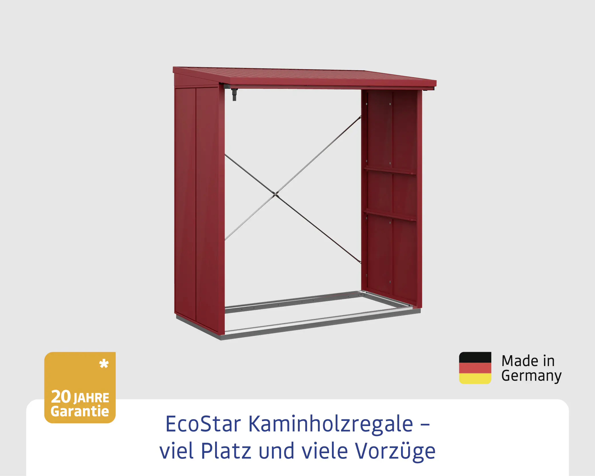 Ecostar Kaminholzregal Elegant-V Typ 2, purpurrot, mit Verstrebung