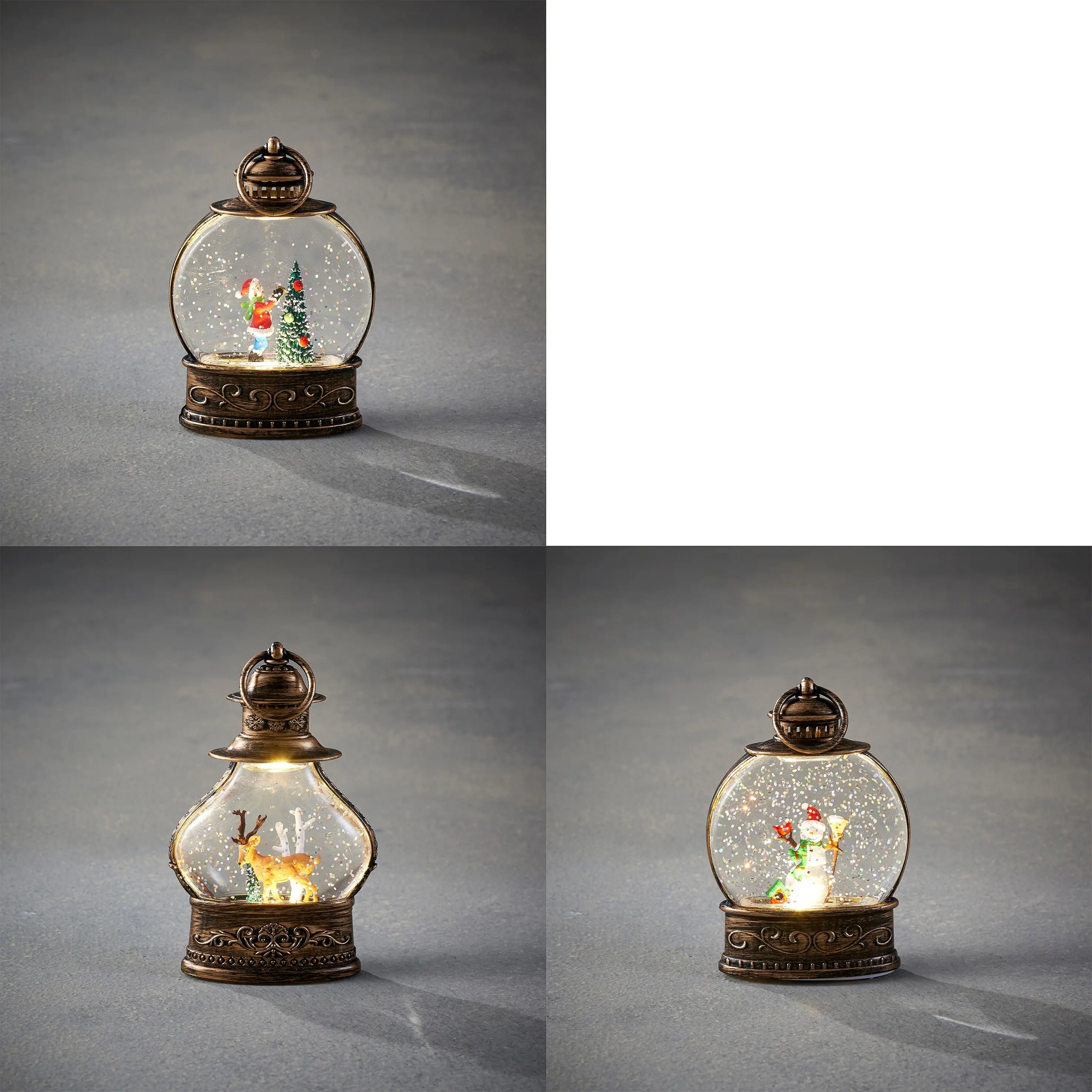 Luca Lightning LED Laterne Winterszenerie 13 cm warmweiß 3-fach sortiert