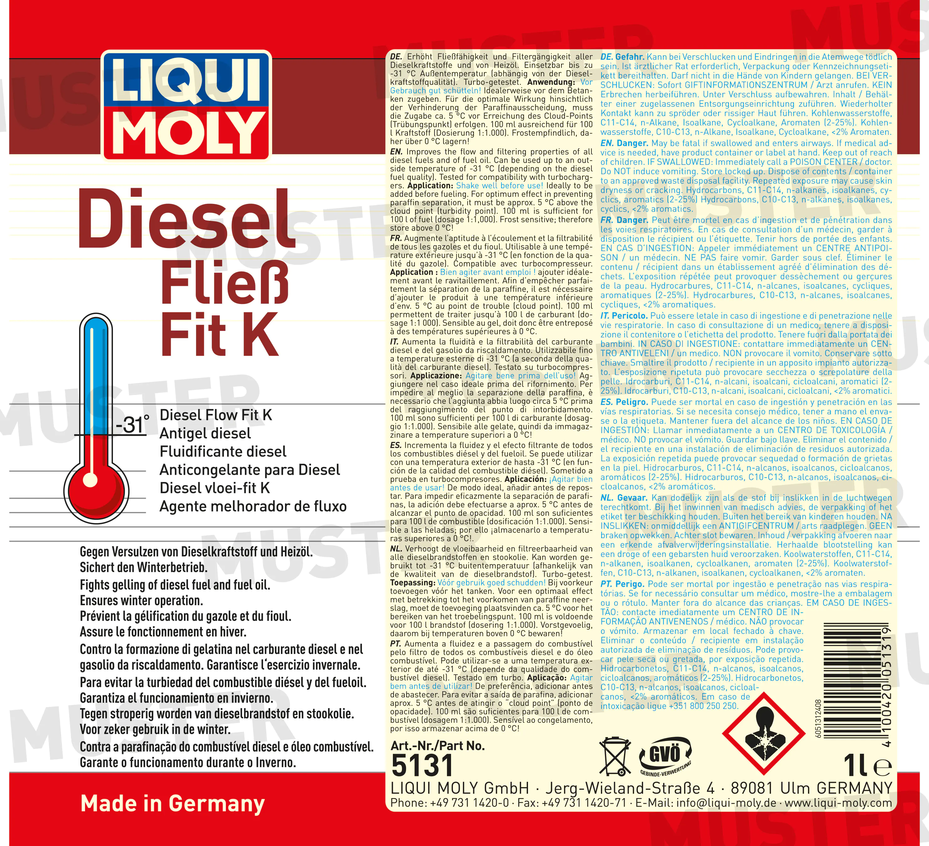 Liqui Moly Diesel Fließ Fit K 1 L Liqui Moly Diesel Fließ Fit K 1 L
