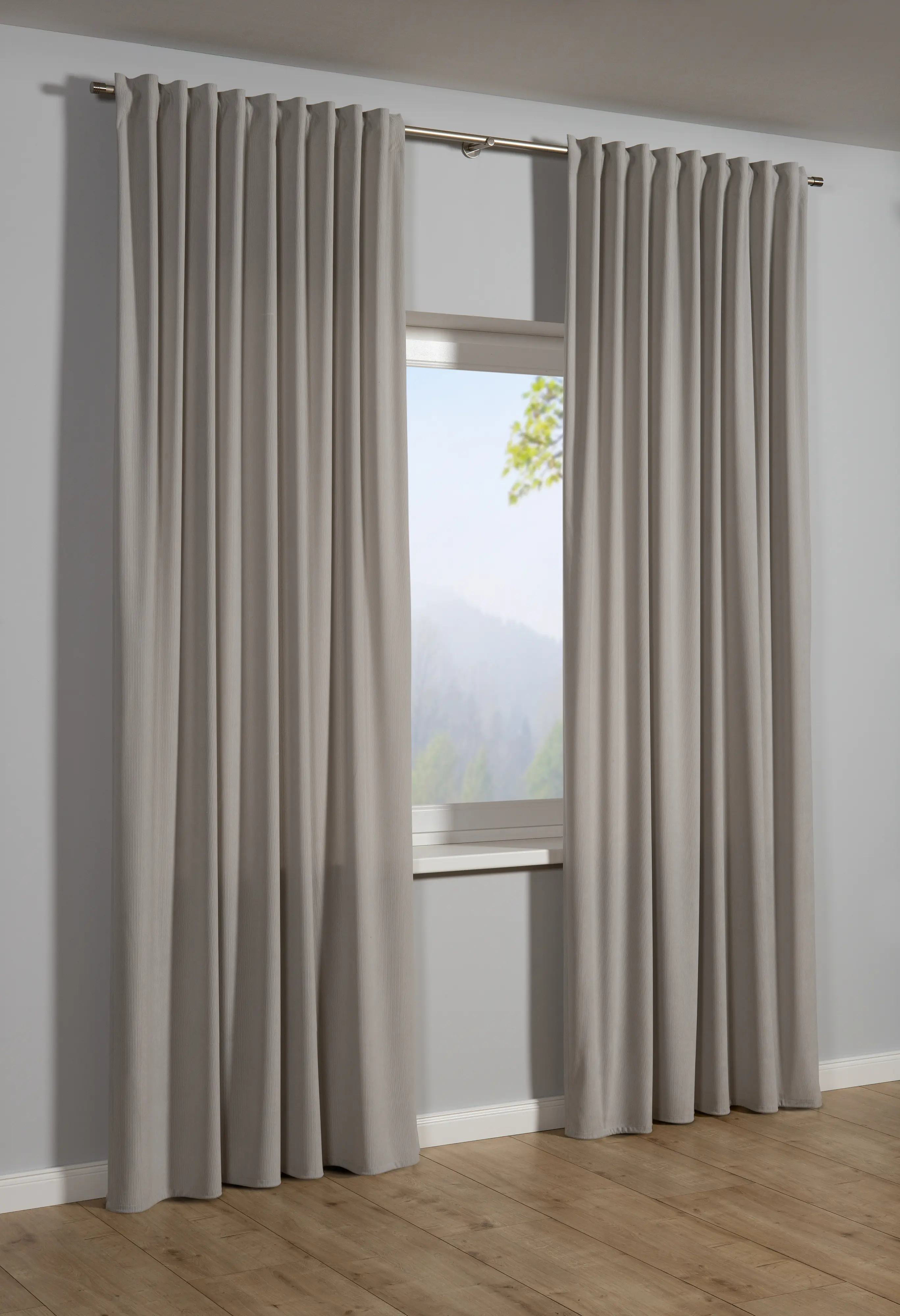 Sehlbach Fertigschal mit Gardinenband Feincord 135 x 245 cm silbergrau