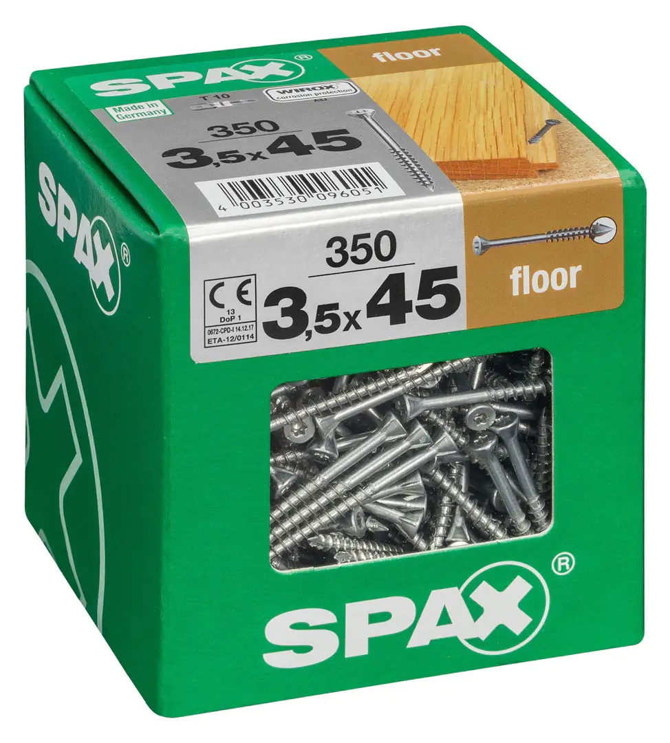 Spax Dielenschrauben 3.5 x 45 mm TX 10 - 350 Stk. Spax Dielenschrauben 3.5 x 45 mm TX 10 - 350 Stk.