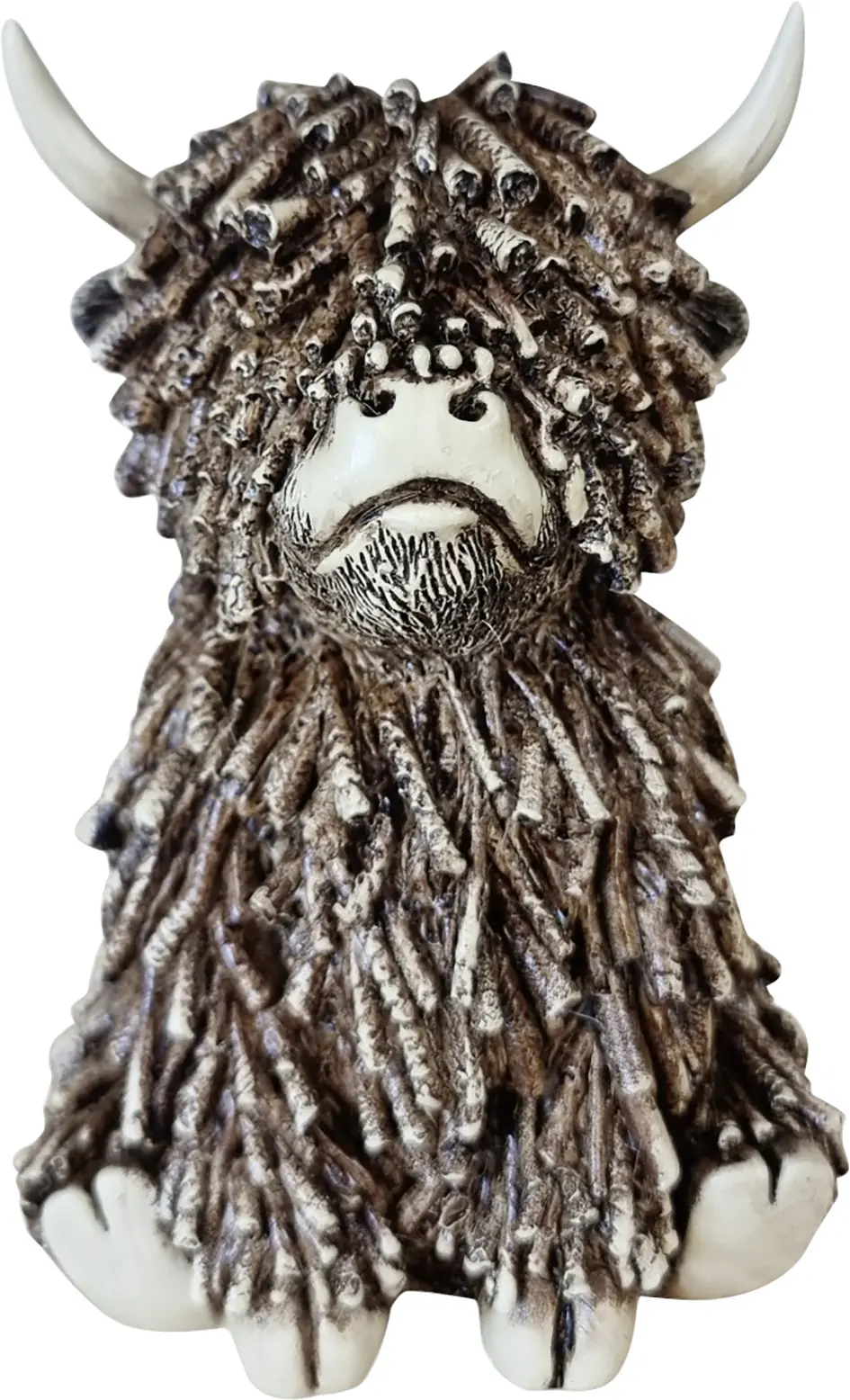 Dekofigur Hochlandrind sitzend 15 cm braun