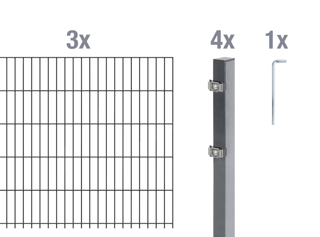 Alberts Doppelstabmatten-Grundset 6 m 200 x 120 cm 6/5/6 anthrazit